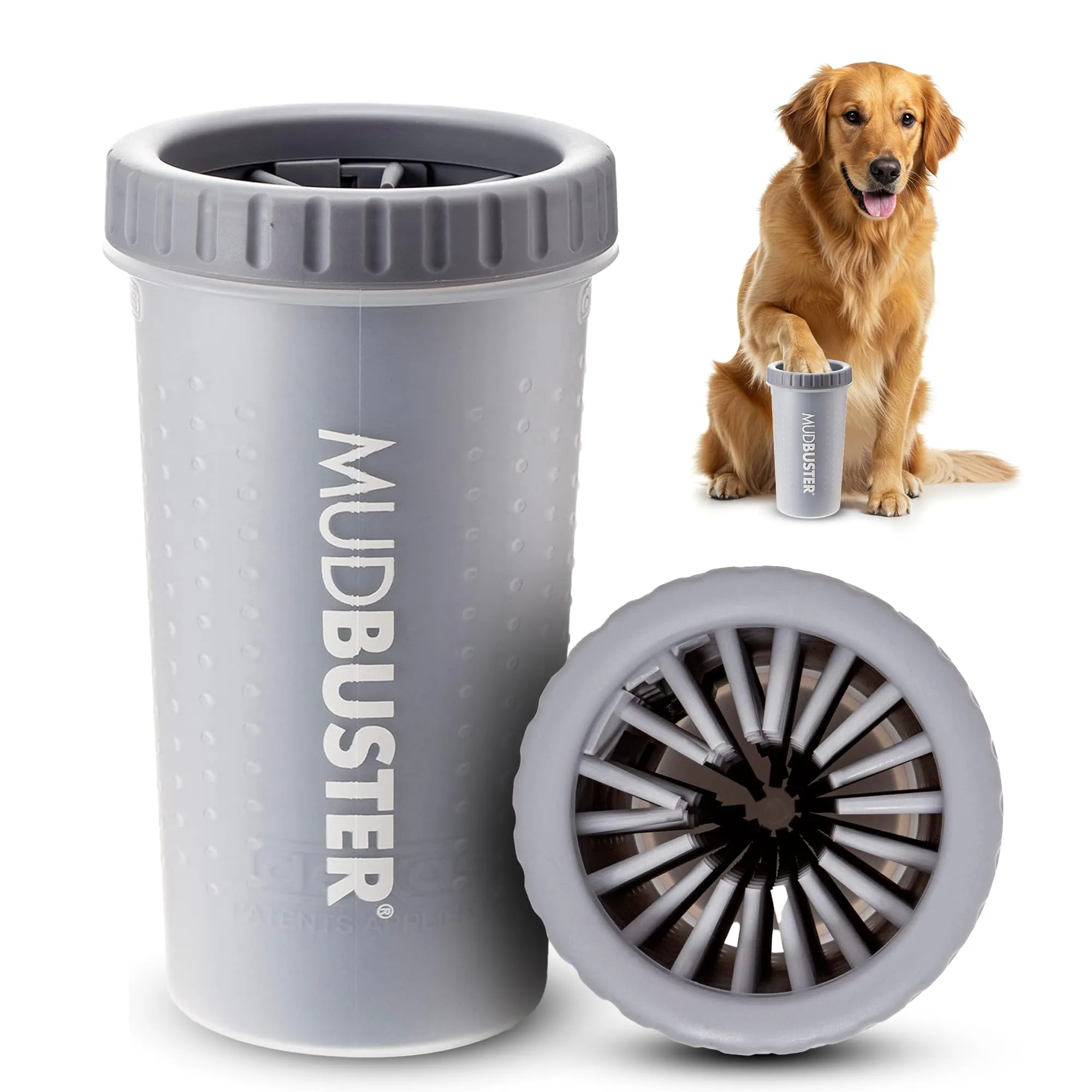 Dexas MudBuster, Pulisci zampe portatile per le zampe dei cani, formato grande, colore grigio chiaro - immagine 1