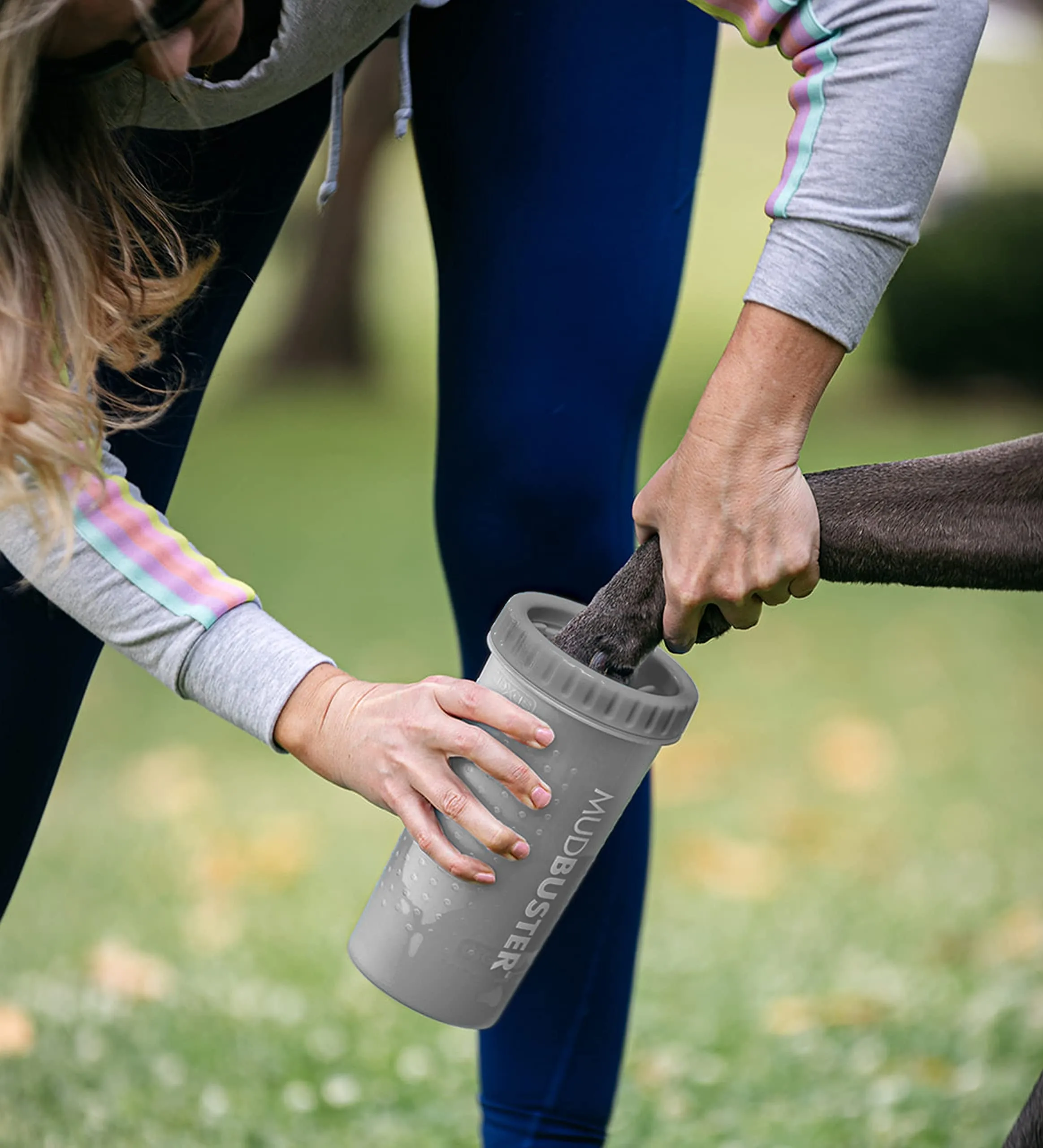 Dexas MudBuster, Pulisci zampe portatile per le zampe dei cani, formato grande, colore grigio chiaro - immagine 6