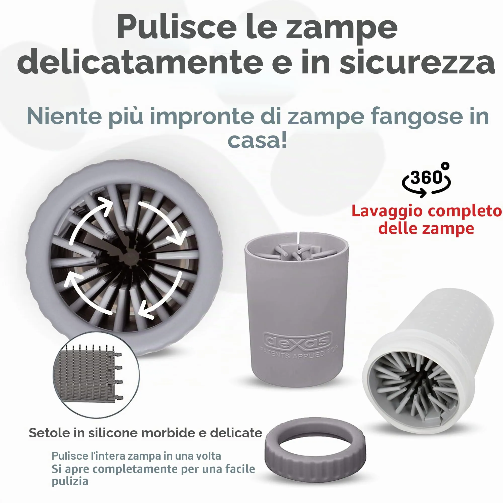 Dexas MudBuster Pulitore per zampe di cani portatile, misura S, grigio chiaro - immagine 2