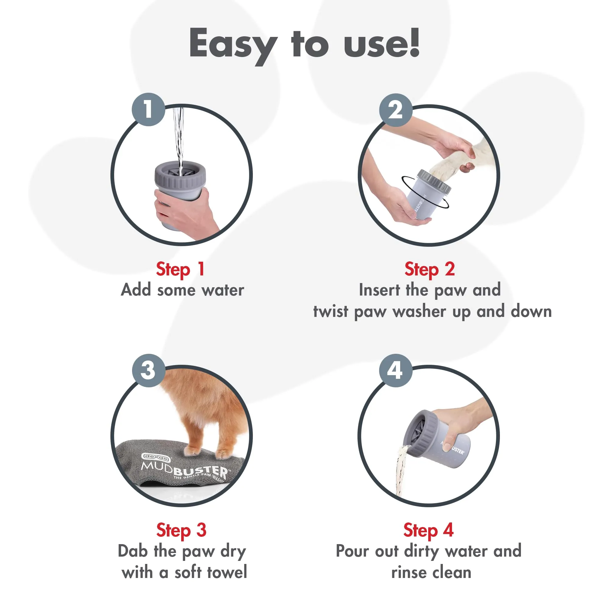 Dexas MudBuster Pulitore per zampe di cani portatile, misura S, grigio chiaro - immagine 4