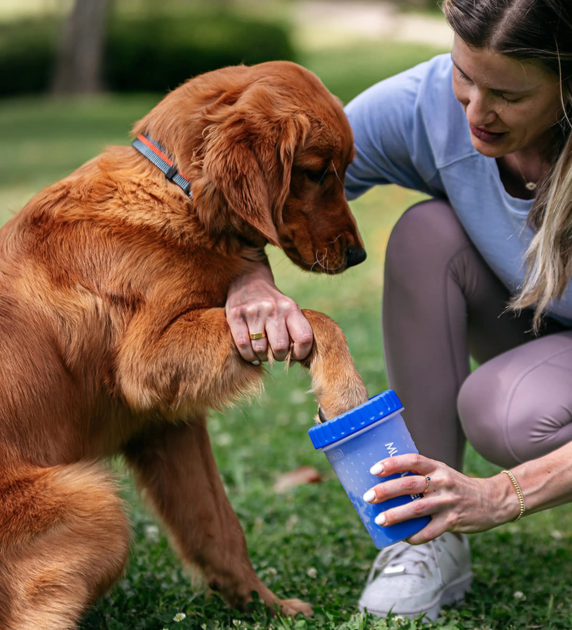 Dexas MudBuster, Pulisci zampe portatile per le zampe dei cani, formato medio, colore blu, 1 pezzo - immagine 5