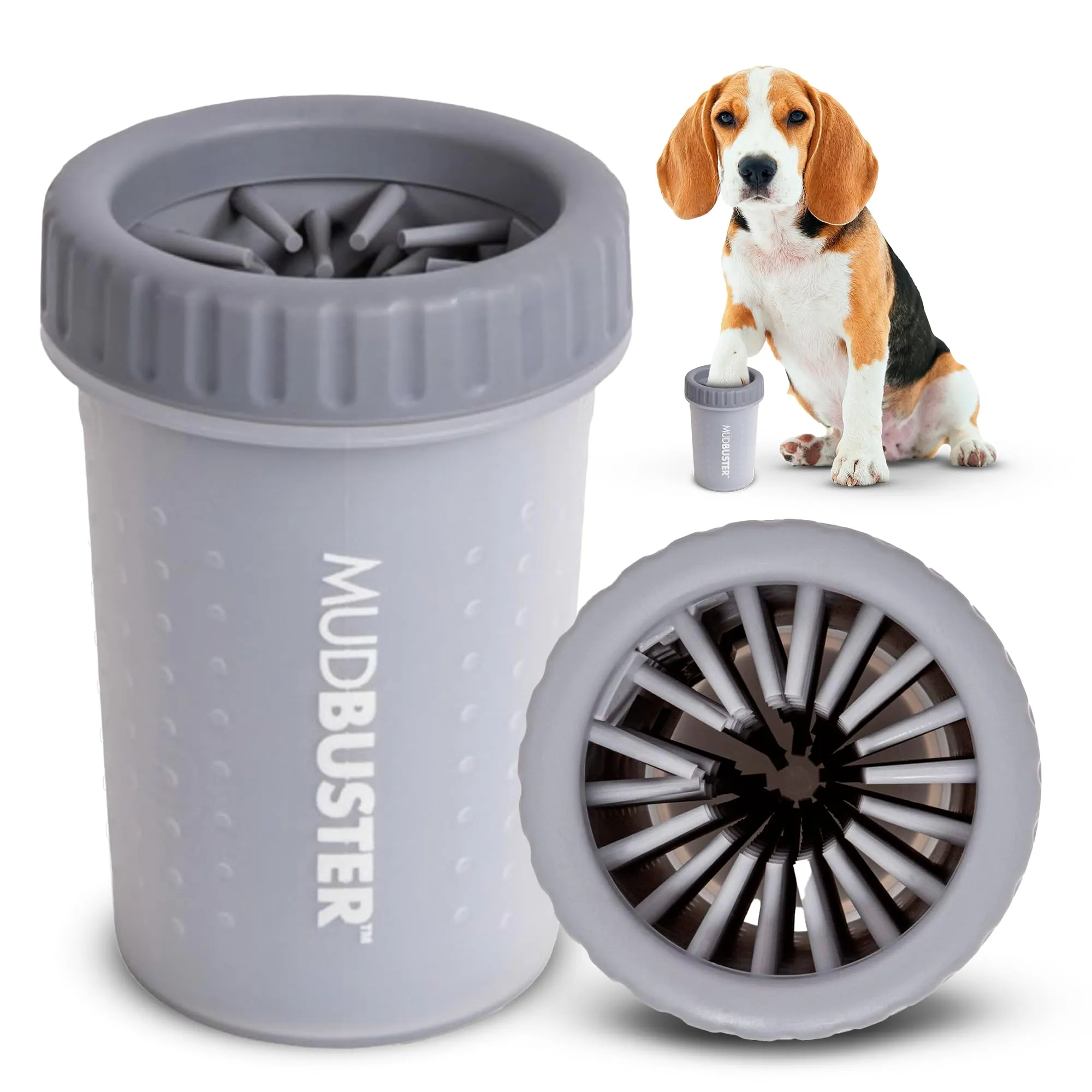 Dexas MudBuster - accessorio portatile per pulire le zampe del cane, misura media, colore grigio chiaro, accessori per animali domestici di alta qualità, autopulente, in silicone, 15,2 x 15,2 x 15,2 - immagine 1