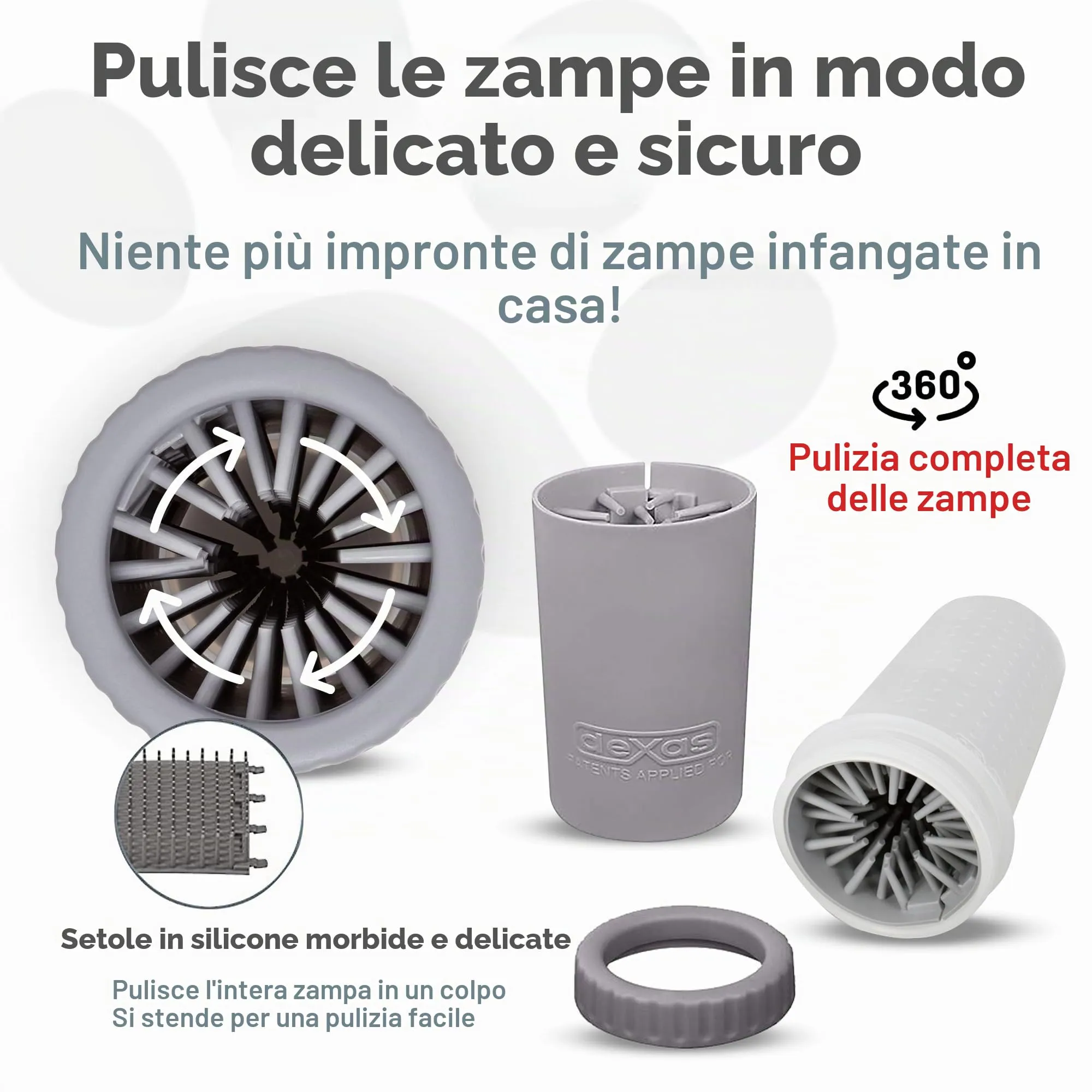 Dexas MudBuster - accessorio portatile per pulire le zampe del cane, misura media, colore grigio chiaro, accessori per animali domestici di alta qualità, autopulente, in silicone, 15,2 x 15,2 x 15,2 - immagine 2