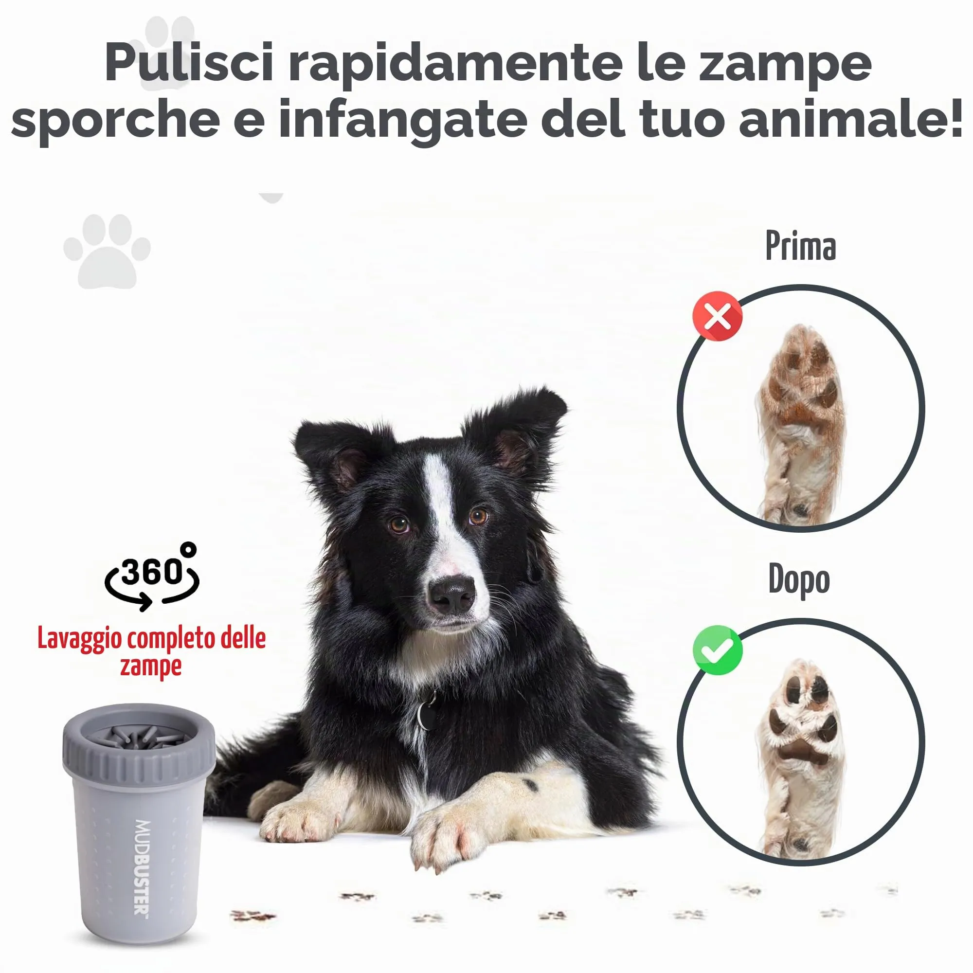 Dexas MudBuster - accessorio portatile per pulire le zampe del cane, misura media, colore grigio chiaro, accessori per animali domestici di alta qualità, autopulente, in silicone, 15,2 x 15,2 x 15,2 - immagine 4