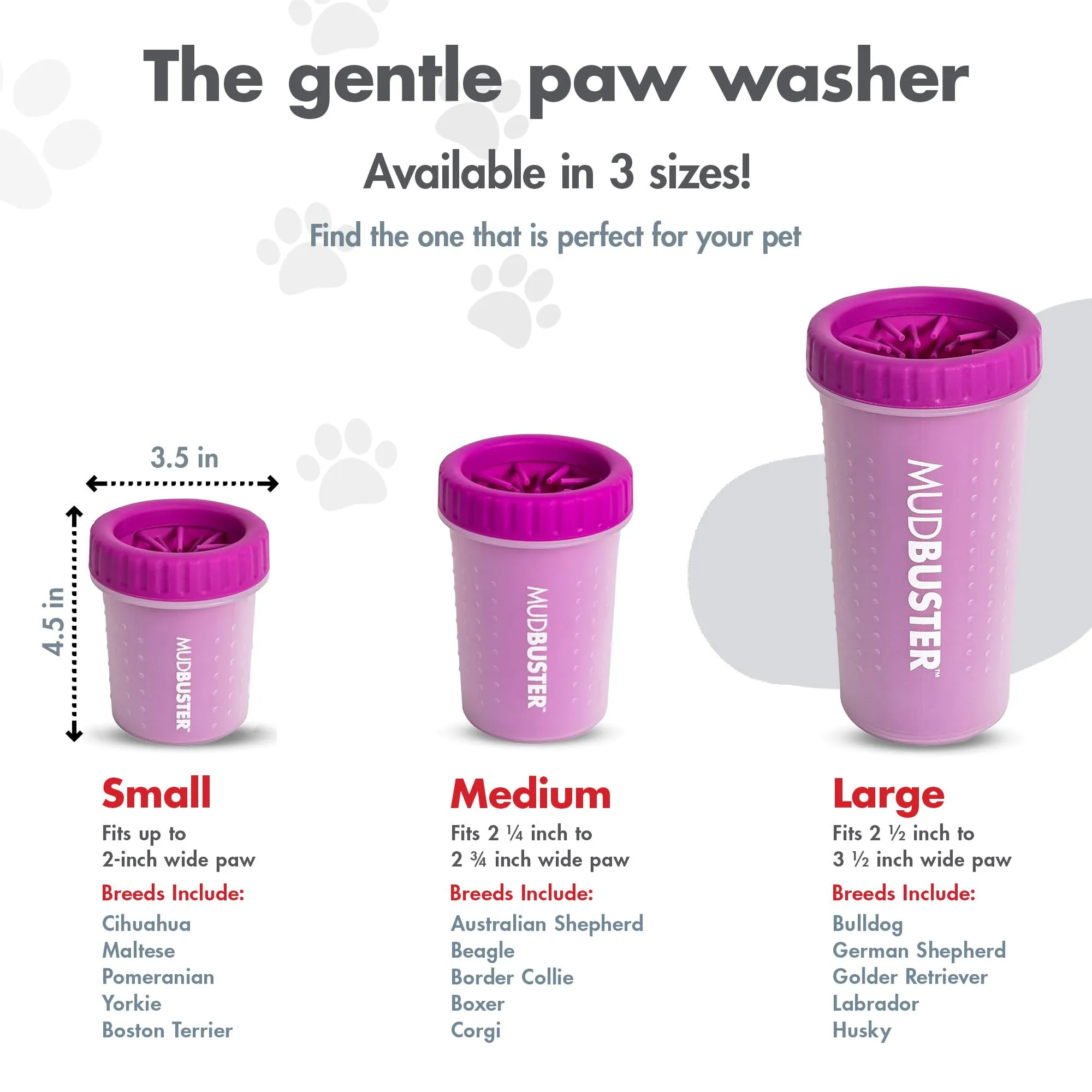 Dexas MudBuster - Pulitore portatile per zampe di cane, piccolo, fucsia, accessorio per animali domestici di alta qualità - immagine 3