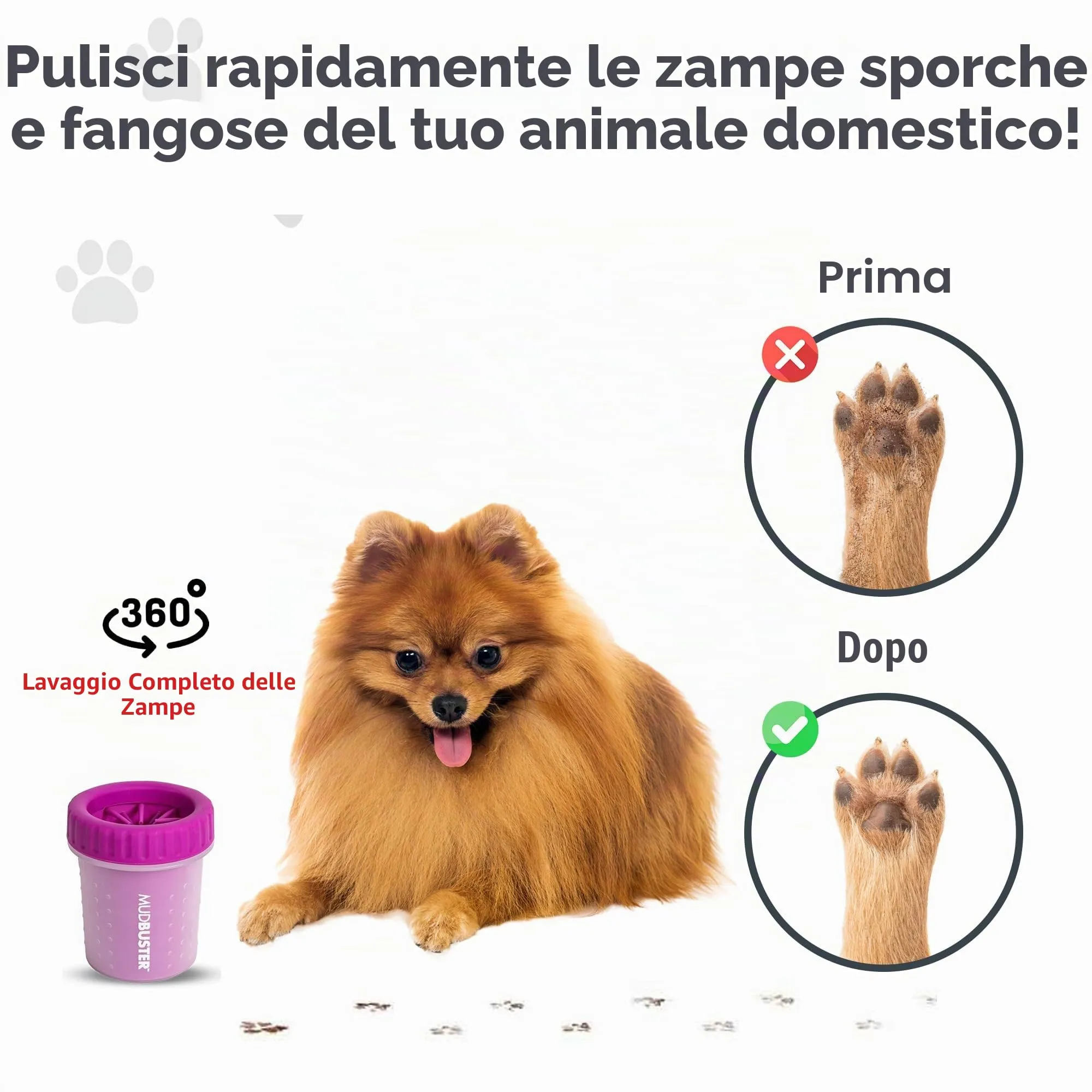 Dexas MudBuster - Pulitore portatile per zampe di cane, piccolo, fucsia, accessorio per animali domestici di alta qualità - immagine 4
