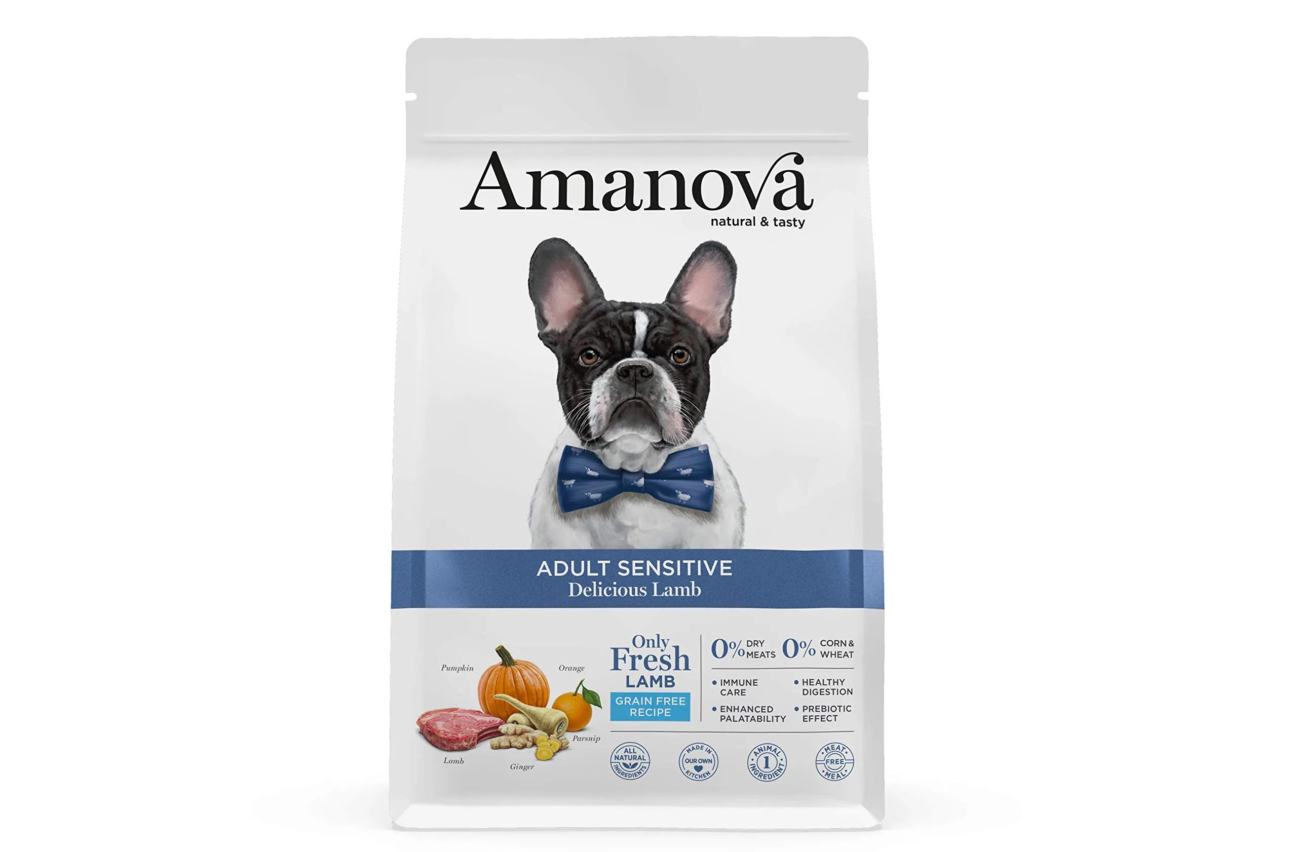 Amanova Cibo Secco per Cani Adulti di Taglia Media o Grande con Pelle o Pelo sensibile Gusto Agnello - 100% Naturale, ipoallergenico e monoproteico - Grain Free - Cruelty Free - Formato da 2 kg - immagine 1
