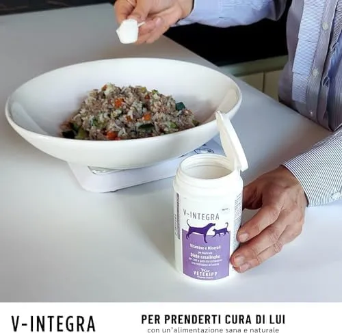 V-INTEGRA Renal 500g, Integratore Vitamine e Minerali per Bilanciare Diete Casalinghe di Cani e Gatti che Richiedono una Restrizione di Fosforo, Multivitaminico Cane e Gatto Made in Italy - immagine 5