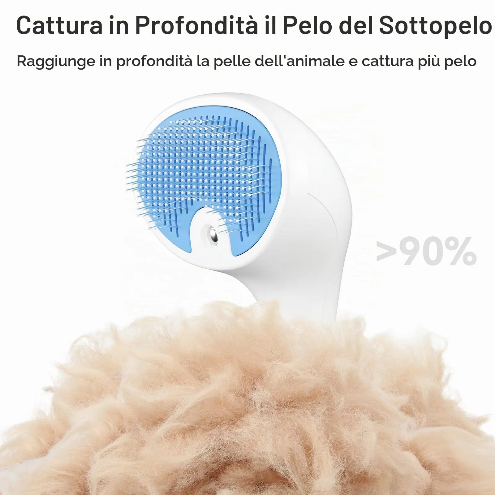 Euqvunn Spazzola a Vapore per Gatti e Cani con Pulsante di Rilascio, [Design Ultra-Silenzioso/Manico Ergonomico] Spazzola a Vapore Ricaricabile per Animali Domestici,Spazzola per Gatti, Cani Conigli - immagine 4