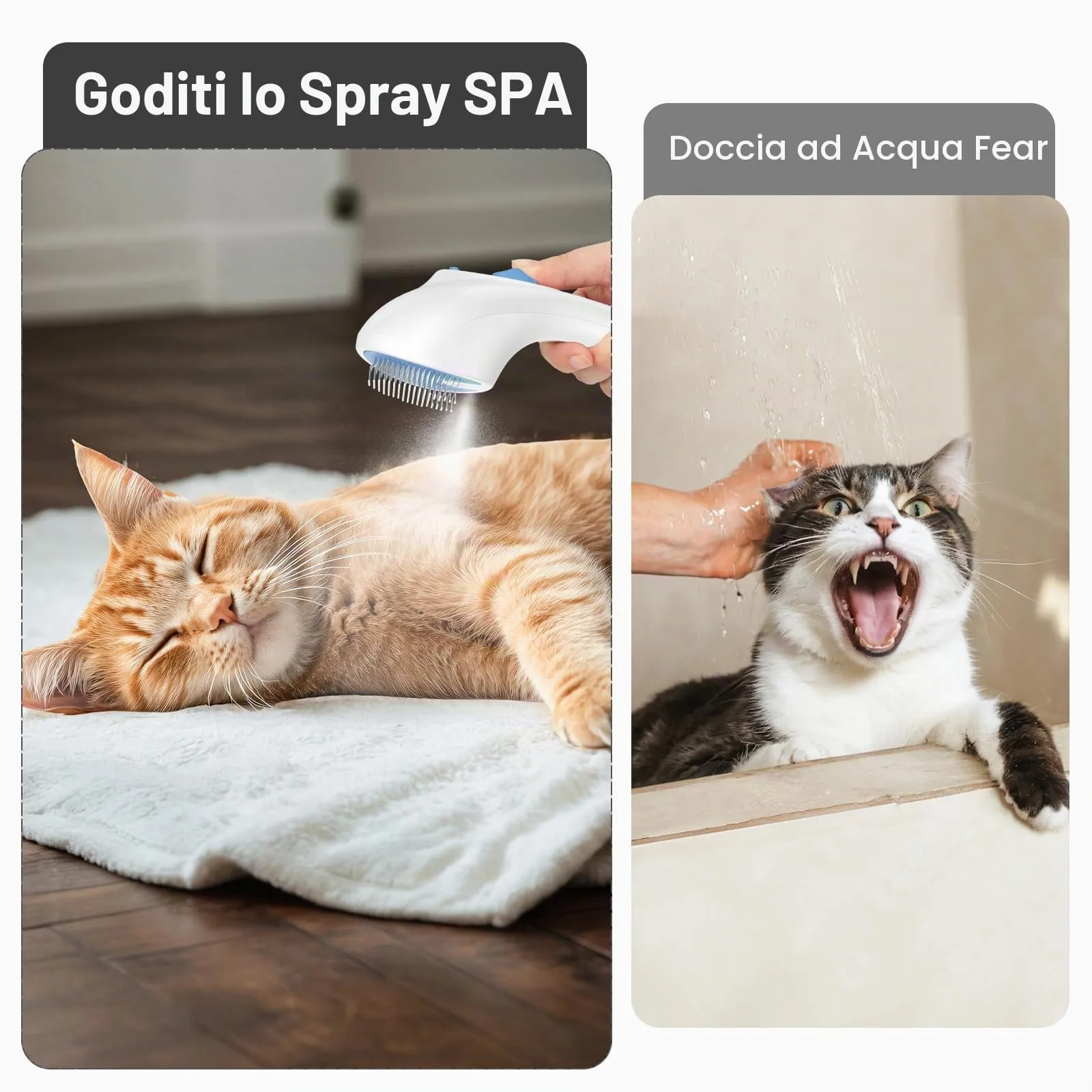 Euqvunn Spazzola a Vapore per Gatti e Cani con Pulsante di Rilascio, [Design Ultra-Silenzioso/Manico Ergonomico] Spazzola a Vapore Ricaricabile per Animali Domestici,Spazzola per Gatti, Cani Conigli - immagine 6