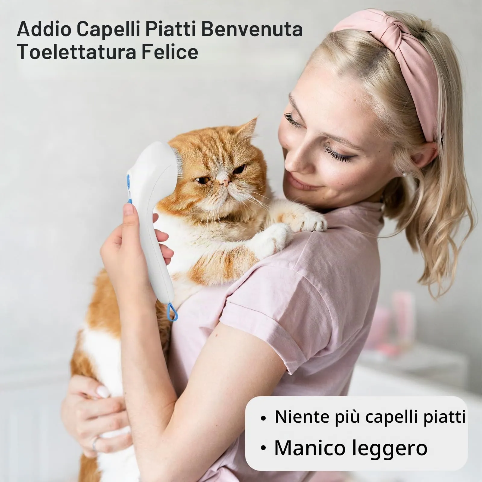 Euqvunn Spazzola a Vapore per Gatti e Cani con Pulsante di Rilascio, [Design Ultra-Silenzioso/Manico Ergonomico] Spazzola a Vapore Ricaricabile per Animali Domestici,Spazzola per Gatti, Cani Conigli - immagine 8
