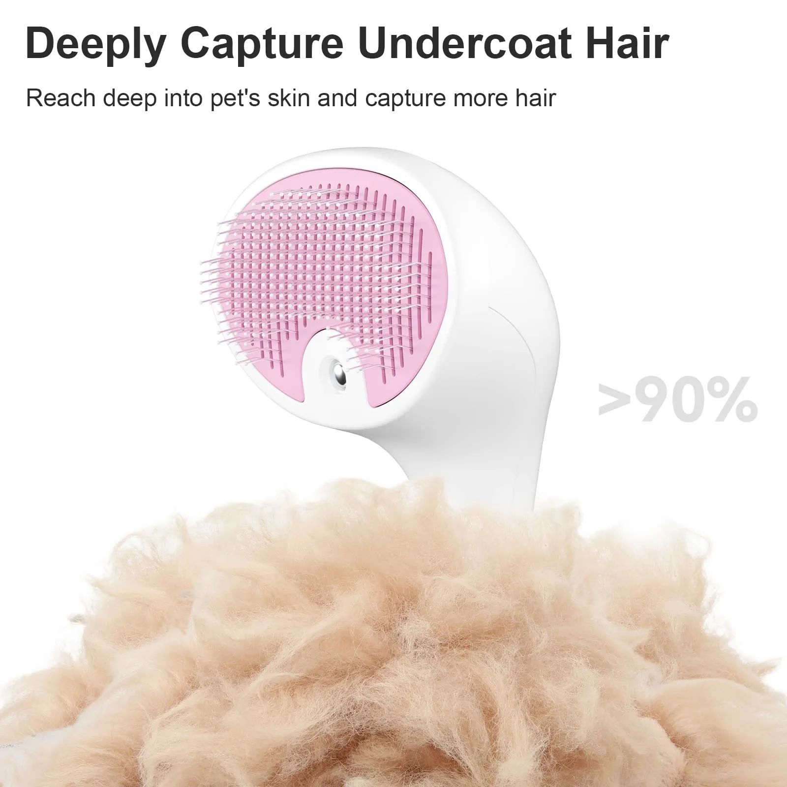 Euqvunn Spazzola a Vapore per Gatti e Cani con Pulsante di Rilascio, [Design Ultra-Silenzioso/Manico Ergonomico] Spazzola a Vapore Ricaricabile per Animali Domestici,Spazzola per Gatti, Cani Conigli - immagine 4