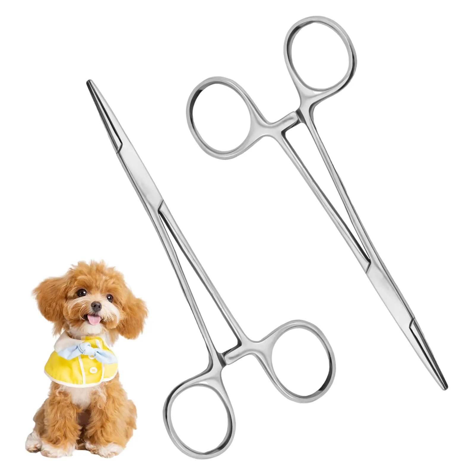 Ainiv 2 Pezzi Pinzette in Acciaio Inox, 13cm Pinzette per Toelettatura Animali, Pinza per La Pesca, Pinze Locking Set per Pulizia Orecchie da Cane e Artigianato Fai da te(Testa Dritta) - immagine 7