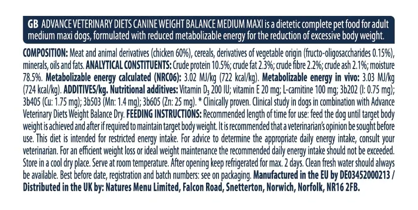 Advance Diets Cibo Umido per Cani - Weight Balance - 6 scatolette da 400g - immagine 7