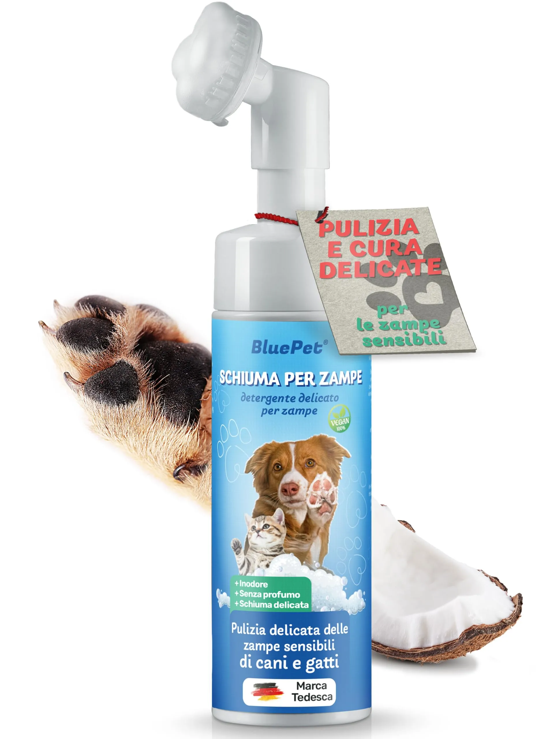 BluePet Detergente Zampe Cane 200ml, Pulisci Zampe, Schiuma Lavazampe - immagine 1
