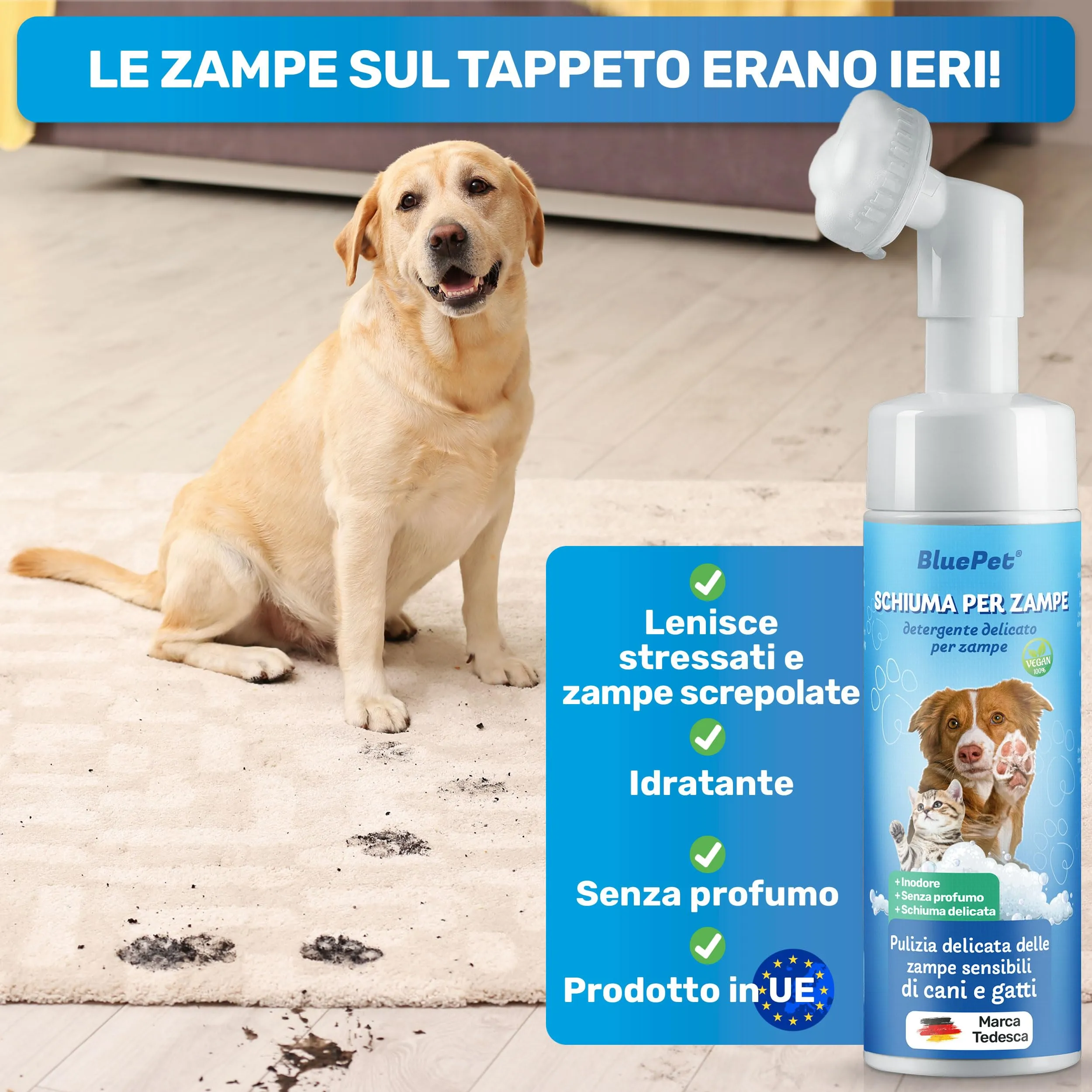 BluePet Detergente Zampe Cane 200ml, Pulisci Zampe, Schiuma Lavazampe - immagine 6