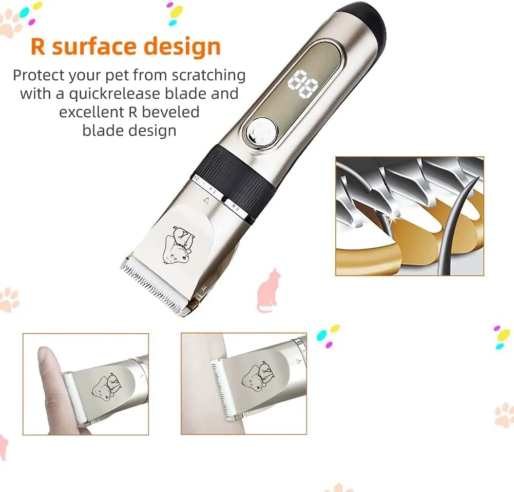 Tosatrice per Cani e Gatti Professionale con Display LED 6 Pettini Guida - immagine 4