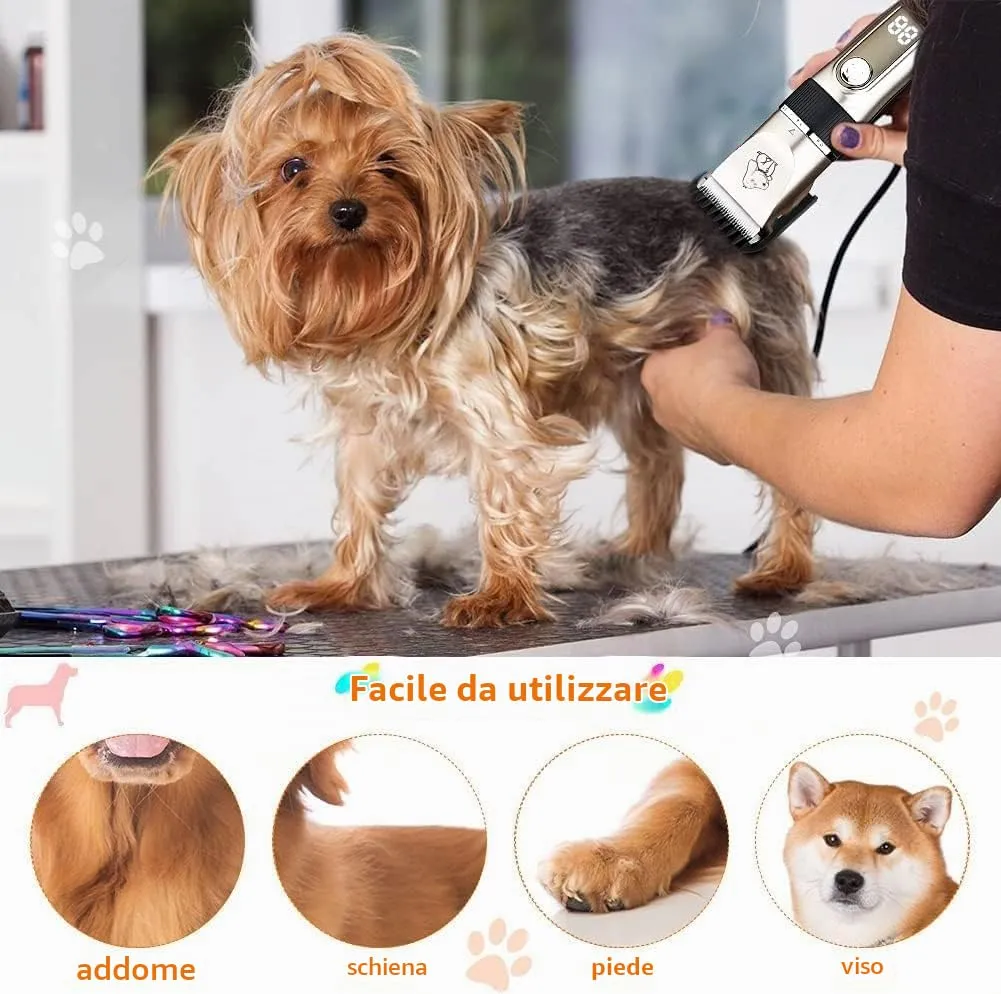 Tosatrice per Cani e Gatti Professionale con Display LED 6 Pettini Guida - immagine 7