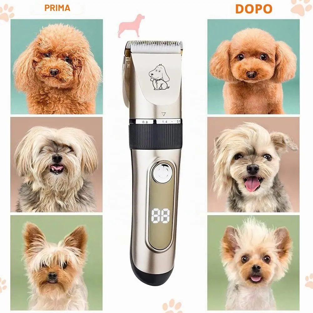 Tosatrice per Cani e Gatti Professionale con Display LED 6 Pettini Guida - immagine 8