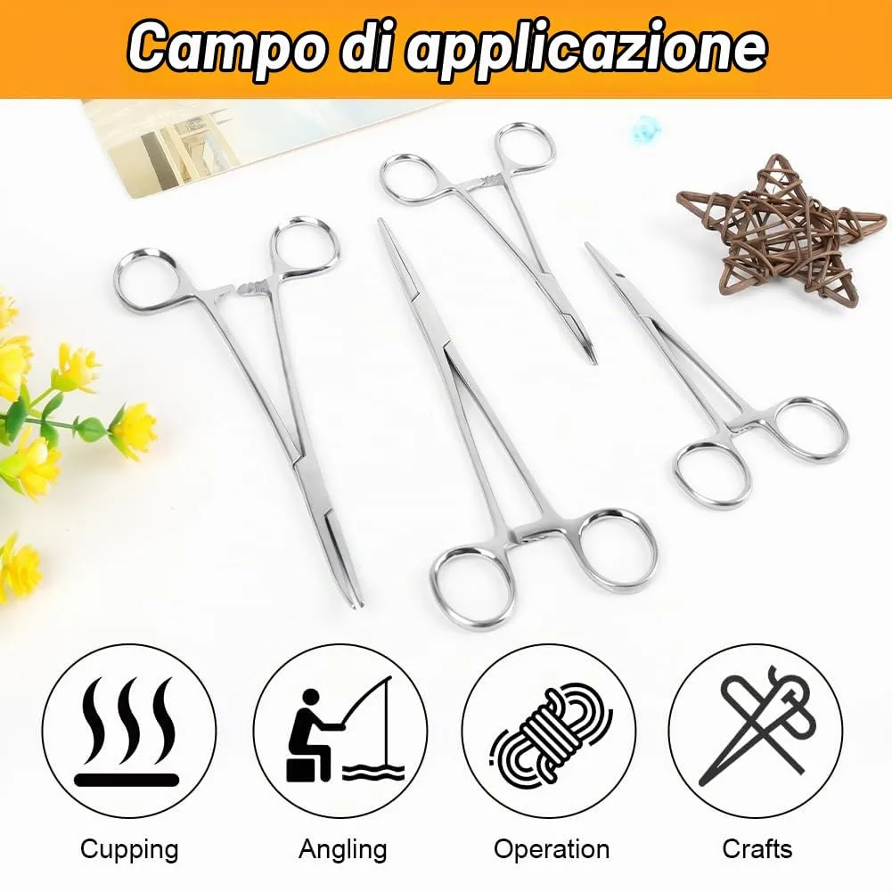 Ainiv 4 Pezzi Pinzette in Acciaio Inox, 12.5cm+18cm Pinzette per Toelettatura Animali, Pinza per La Pesca, Pinze Locking Set, per Pulizia Orecchie da Cane e Cura Degli Animali, Testa Dritta + Gomito - immagine 6