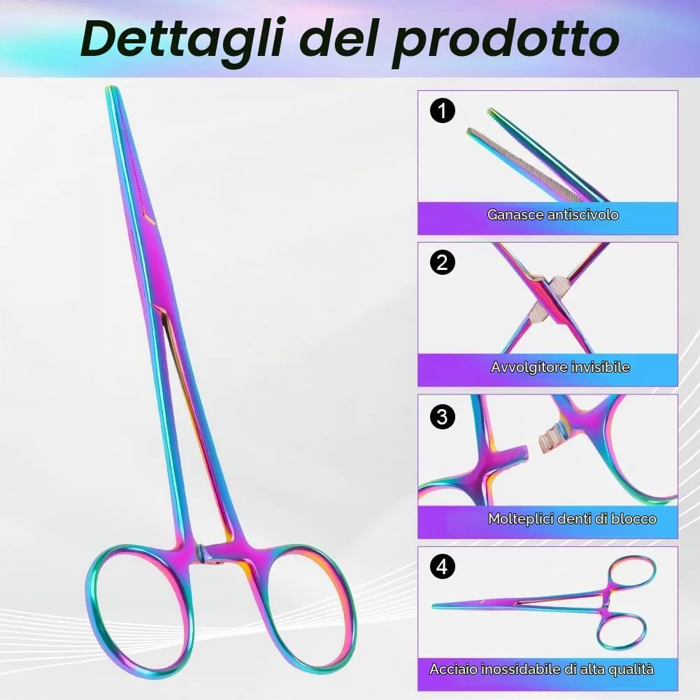 Ainiv 2 Pezzi Pinzette in Acciaio Inox, 14cm Pinzette per Toelettatura Animali, Pinza per La Pesca, Pinze Locking Set, per Pulizia Orecchie da Cane e Cura Degli Animali (Testa Dritta + Gomito) - immagine 3