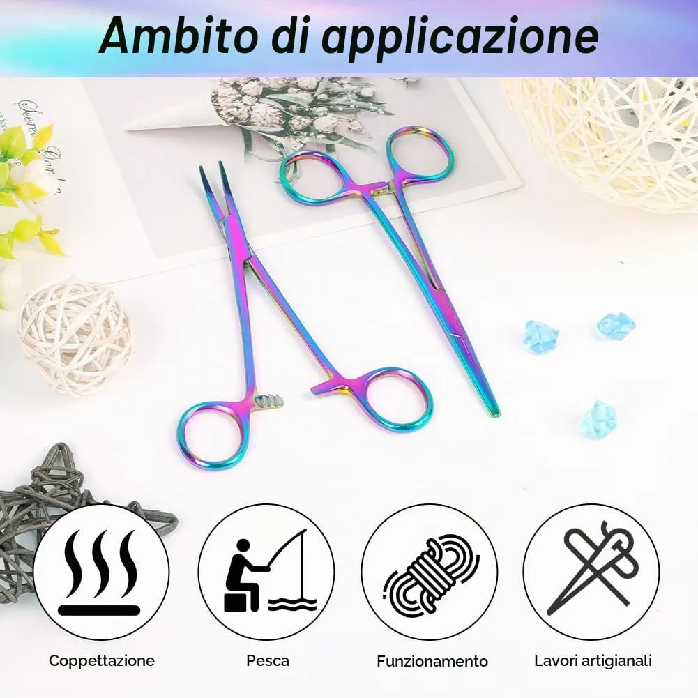 Ainiv 2 Pezzi Pinzette in Acciaio Inox, 14cm Pinzette per Toelettatura Animali, Pinza per La Pesca, Pinze Locking Set, per Pulizia Orecchie da Cane e Cura Degli Animali (Testa Dritta + Gomito) - immagine 4