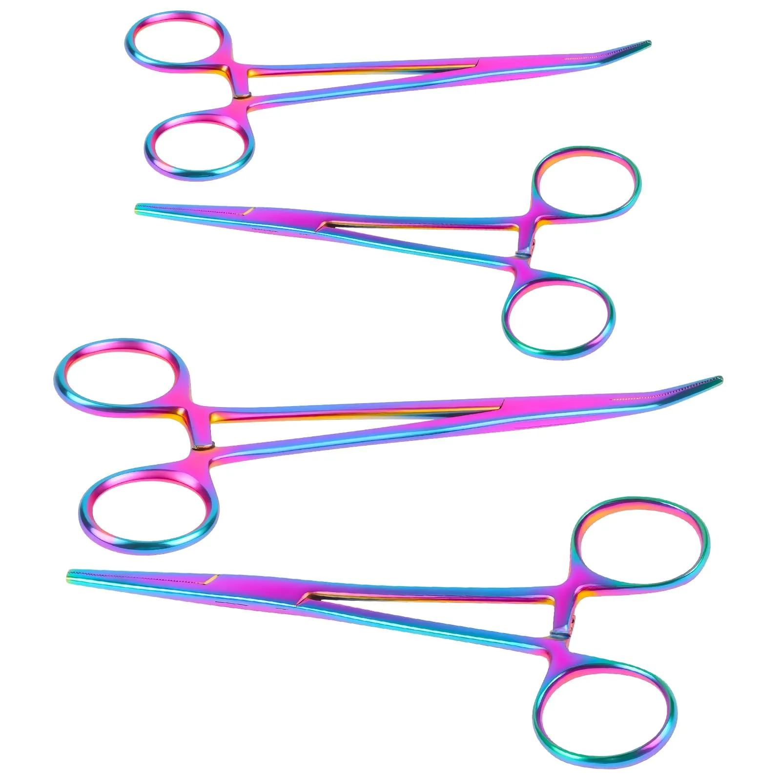 Ainiv 4 Pezzi Pinzette in Acciaio Inox, 12.5cm Pinzette per Toelettatura Animali, Pinza per La Pesca, Pinze Locking Set, per Pulizia Orecchie da Cane e Cura Degli Animali (Testa Dritta + Gomito) - immagine 1