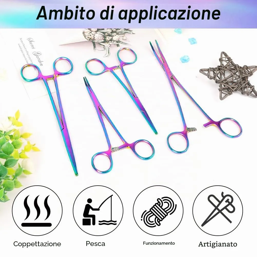 Ainiv 4 Pezzi Pinzette in Acciaio Inox, 12.5cm Pinzette per Toelettatura Animali, Pinza per La Pesca, Pinze Locking Set, per Pulizia Orecchie da Cane e Cura Degli Animali (Testa Dritta + Gomito) - immagine 3