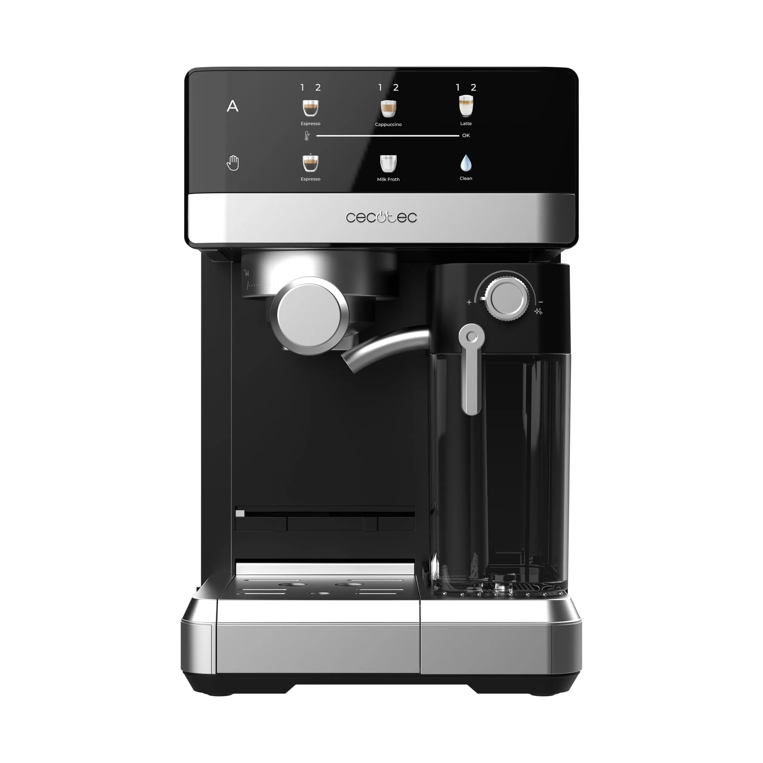 Cecotec Macchina da Caffè Espresso Semiautomatica Tattile con Serbatoio Latte Power Espresso 20 Touch & Cream. 1350W, Sistema Thermoblock, 20 Bar, Beccuccio Schiumatore, Serbatoio 1.8L - immagine 3