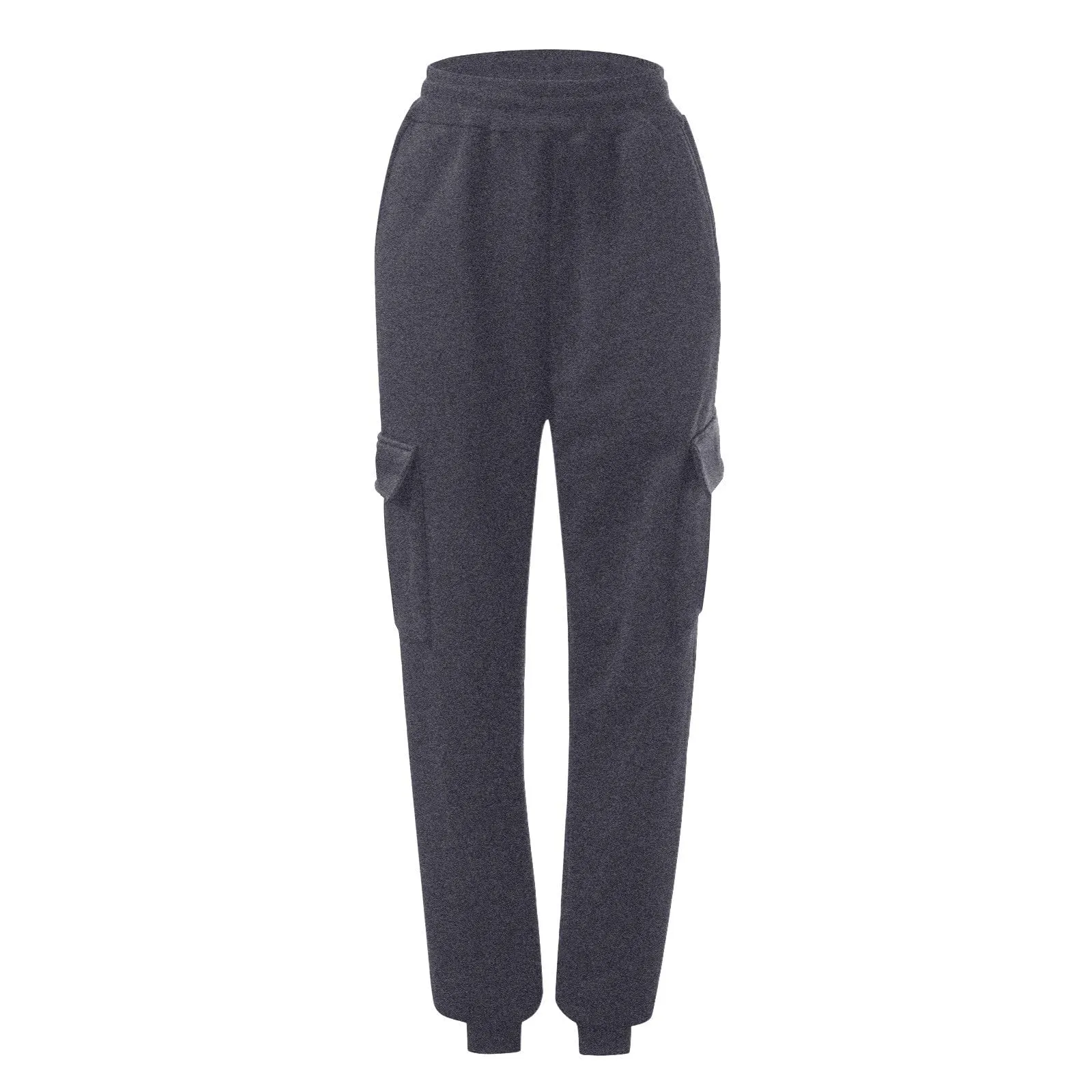 Pantaloni Cargo Donna Vita Elastica, Pantaloni Sportivi con Multi-Tasche Grande Vita Felpe Casual Confortevole Base Classica Solida Tuta Jogging Escursionismo Pants, grigio, L - immagine 4