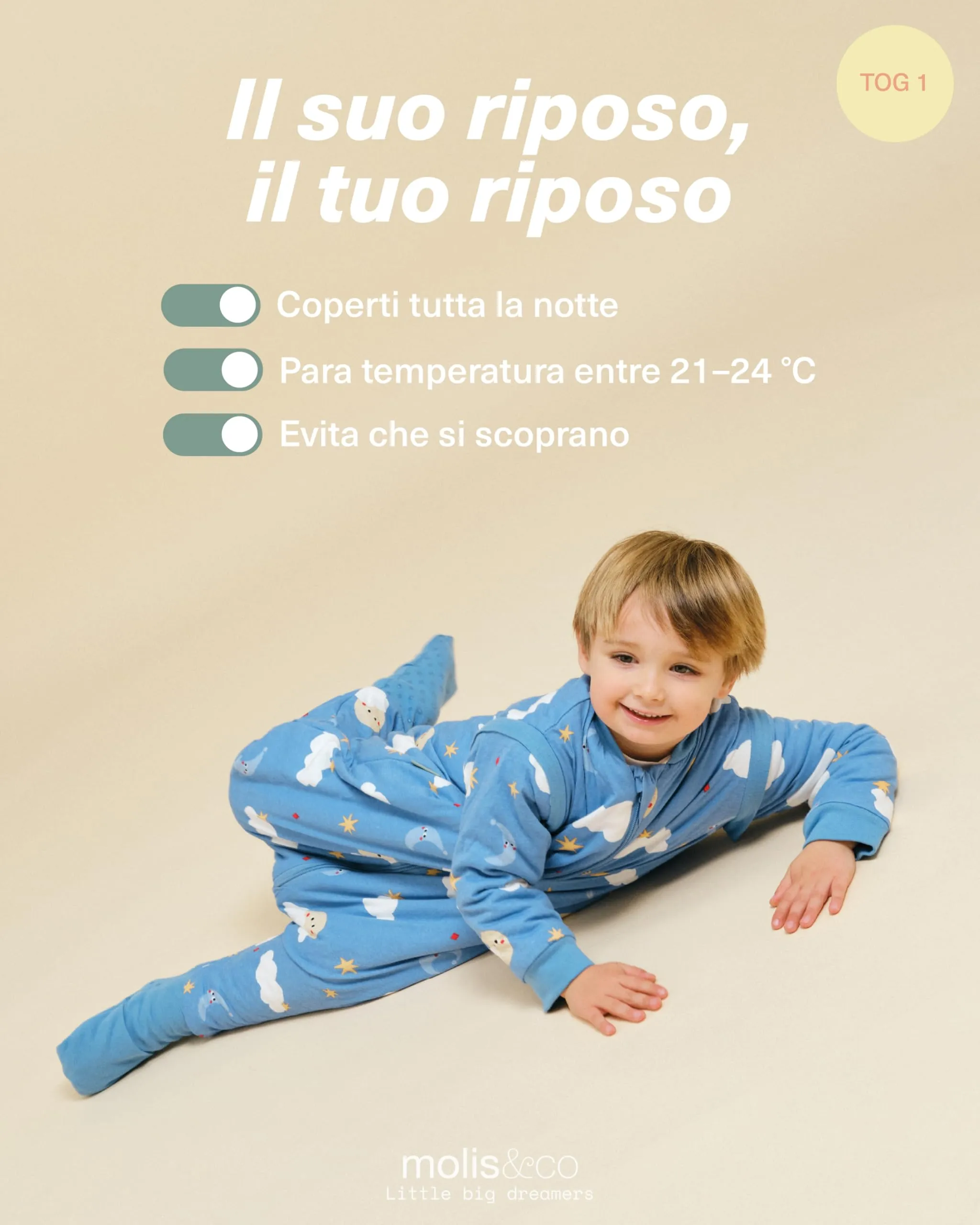 molis&co - Sacco Nanna con piedini, maniche staccabili e calzini - Sacco Nanna Primaverile/Autunno - Sacchi Nanna con piedini - 100% Cotone Oeko-Tex - Leggermente Imbotito - Good Night (6 anni) - immagine 5
