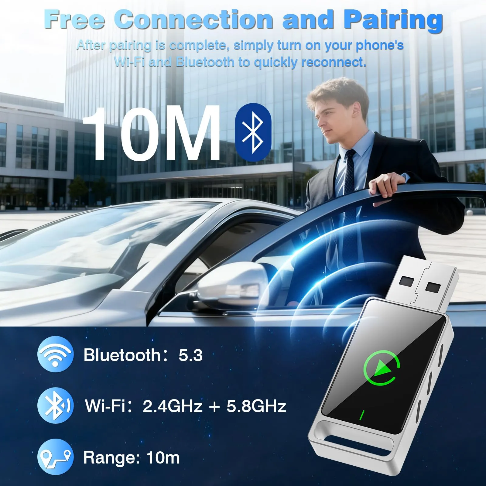 Drepint Adattatore Wireless 2 in 1 per CarPlay & Android Auto - immagine 6