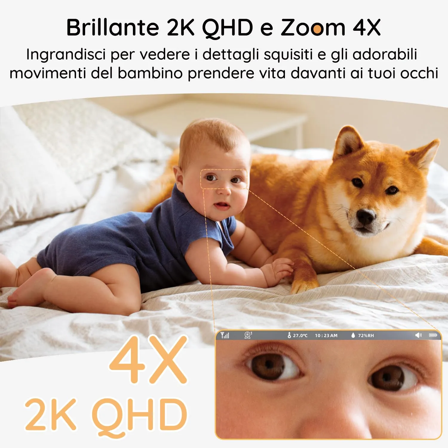 Boifun Baby Monitor Video e Audio 2K con 2 Telecamere, Schermo 5'' IPS, Controllo da APP Mobile & Display, Visione Notturna, Audio Bidirezionale, Rilevamento Intelligente, Connessione Stabile - immagine 7