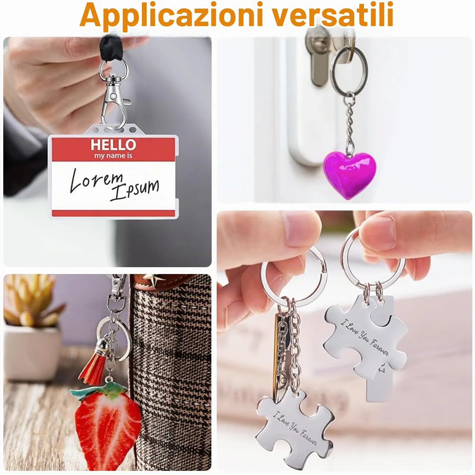 150 Pezzi anelli portachiavi con catenella – Set anelli per portachiavi fai da te, ganci portachiavi e moschettoni piccoli, Accessori per fare portachiavi e gioielli artigianali (Argento) - immagine 6
