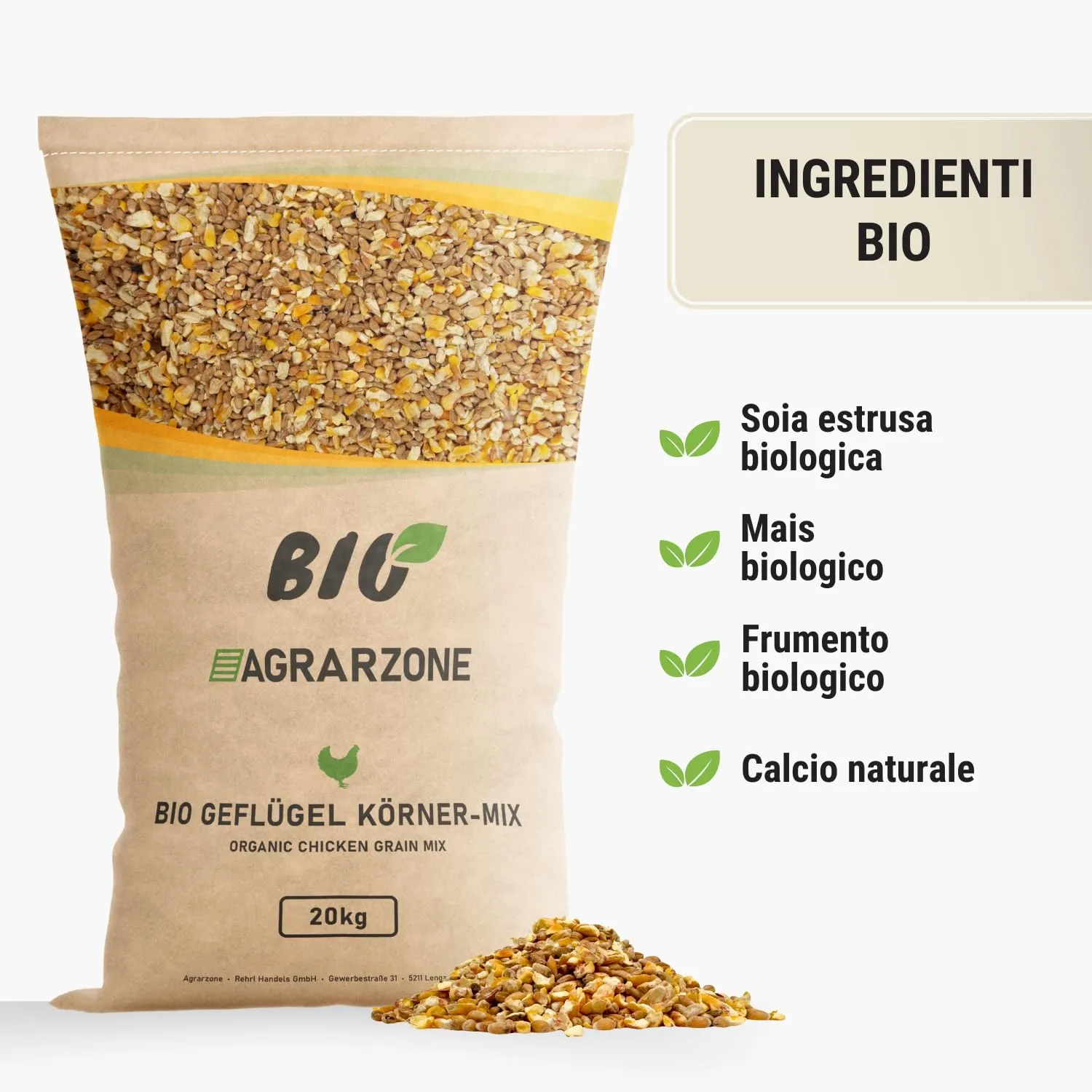 Agrarzone BIO Mangime per Galline Mix Granaglie 20 kg - Alimento Biologico per Ovaiole - 100% Naturale & Senza OGM - Qualità Premium Austria - immagine 4