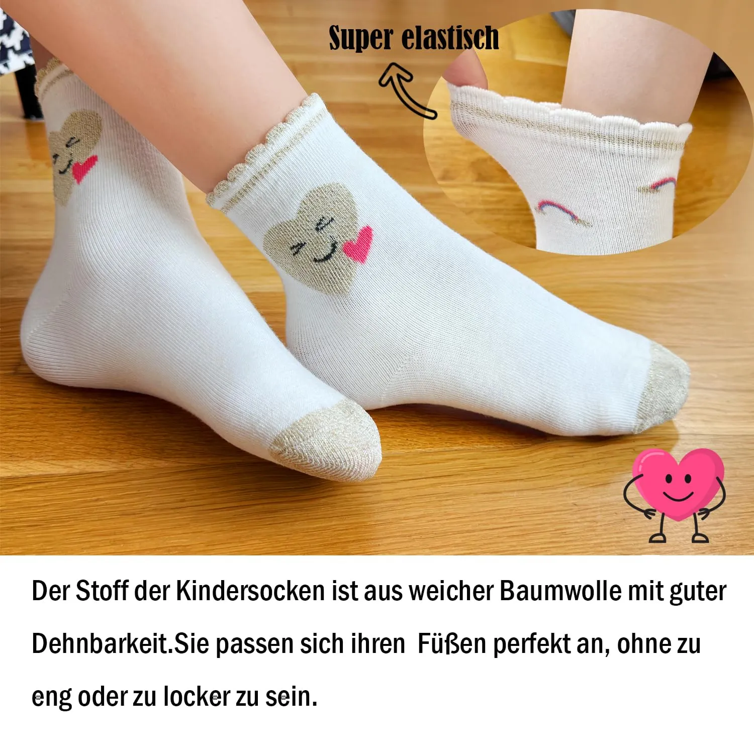 L&K-II 10 Paia Calzini Bambina Sneakers Sportivi in Cotone 2886 35-38 - immagine 2
