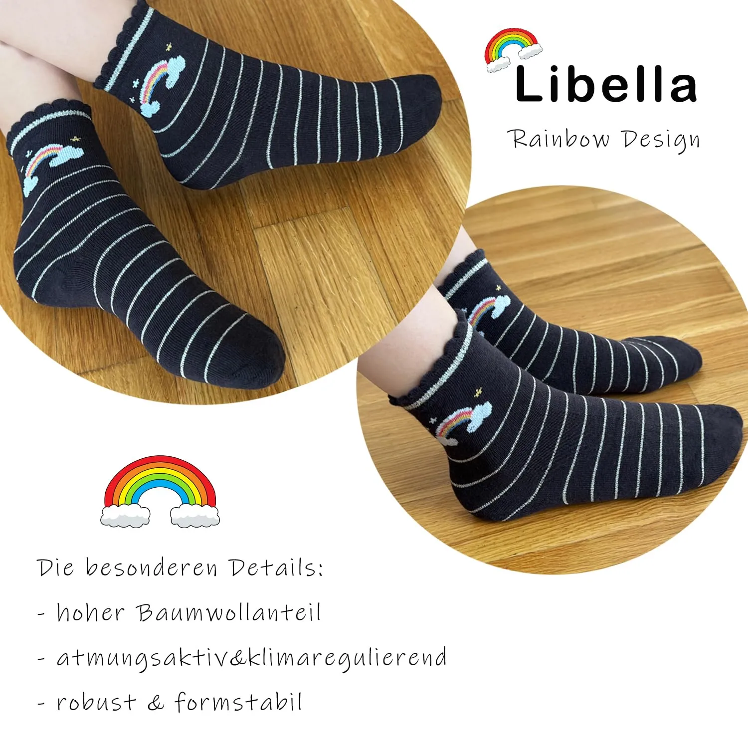 L&K-II 10 Paia Calzini Bambina Sneakers Sportivi in Cotone 2886 35-38 - immagine 4