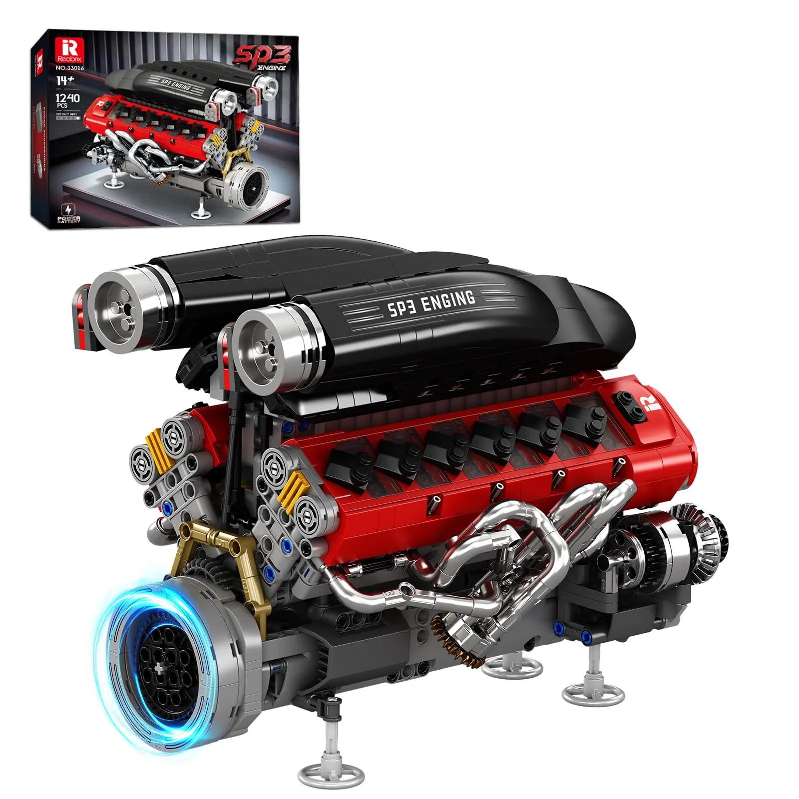 Reobrix Kit di Costruzione Motore V12, 33016 Modello di Motore per Supercar - immagine 1