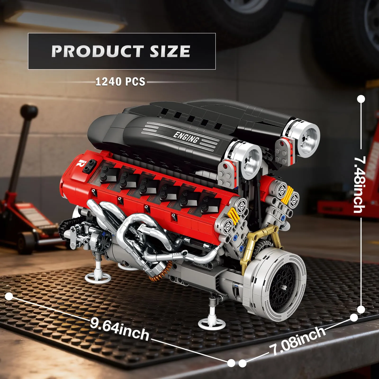 Reobrix Kit di Costruzione Motore V12, 33016 Modello di Motore per Supercar - immagine 3