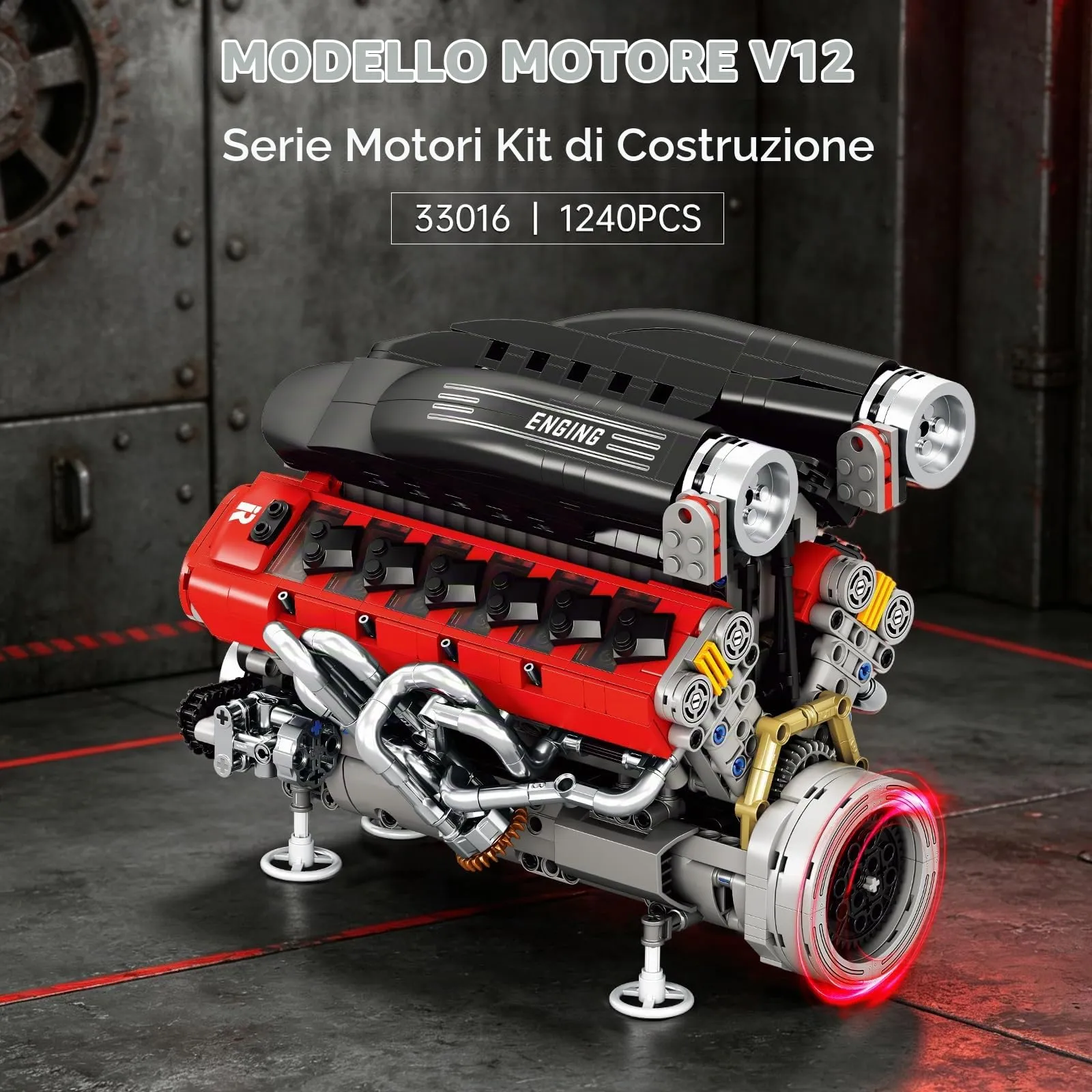 Reobrix Kit di Costruzione Motore V12, 33016 Modello di Motore per Supercar - immagine 6