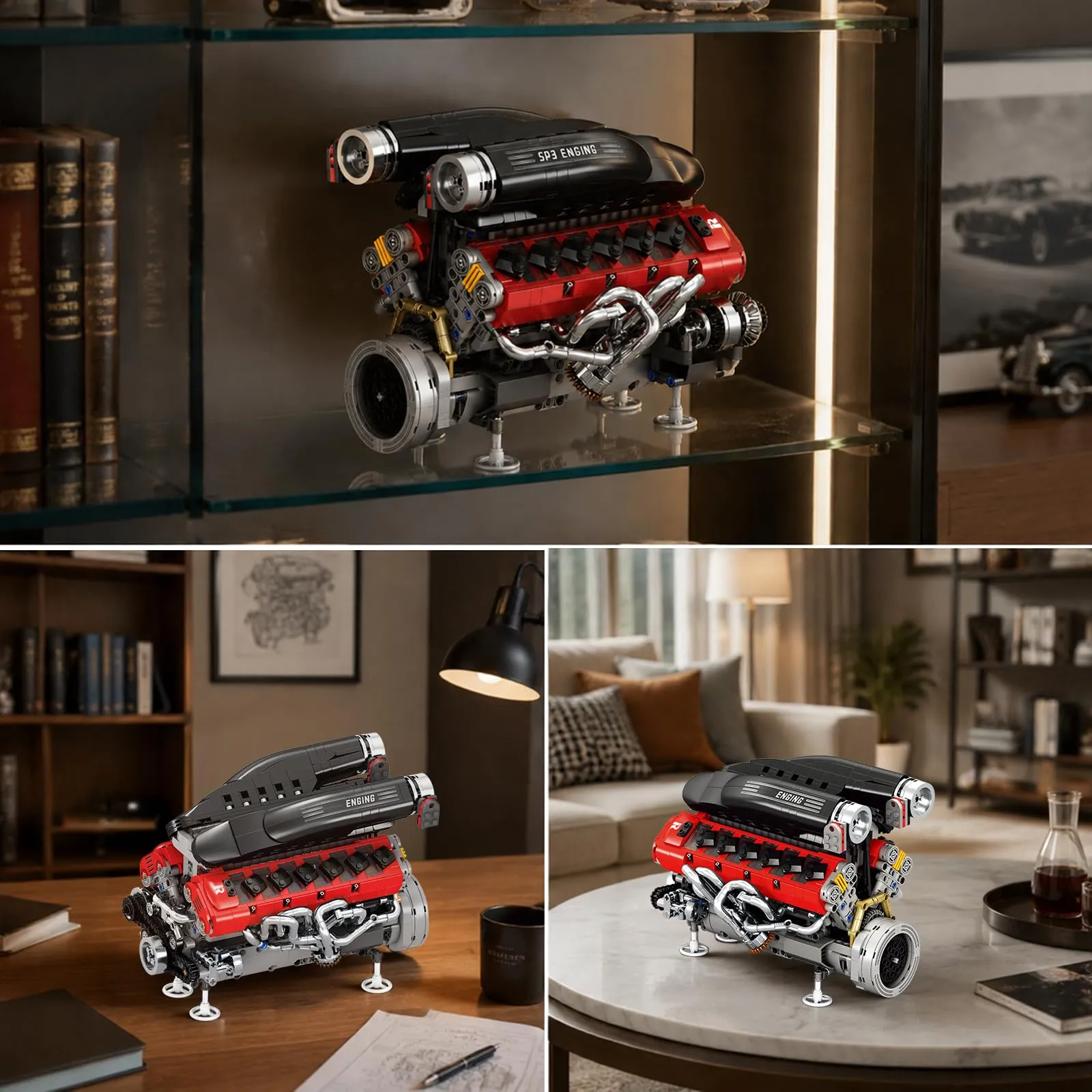 Reobrix Kit di Costruzione Motore V12, 33016 Modello di Motore per Supercar - immagine 7