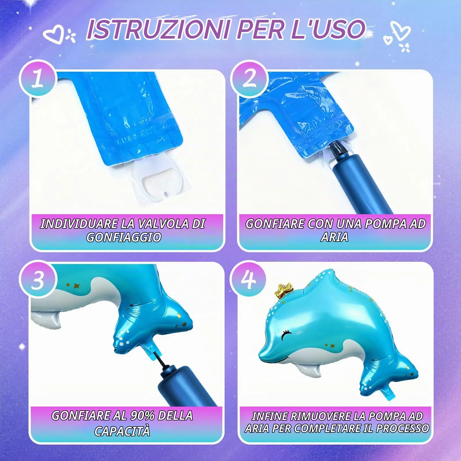 2PCS Palloncini Delfini,palloncino Giant Dolphin Colorato in alluminio - immagine 3