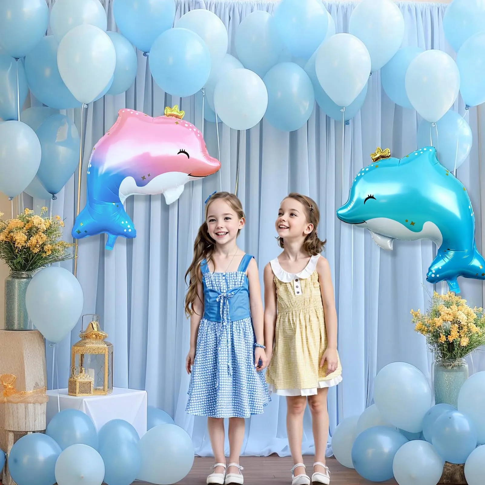 2PCS Palloncini Delfini,palloncino Giant Dolphin Colorato in alluminio - immagine 4