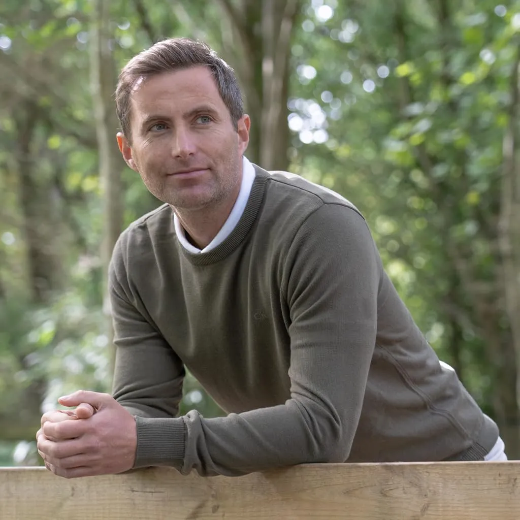 Calvin Klein Uomo Maglione Golf Girocollo - Oliva Polverosa - M - immagine 7