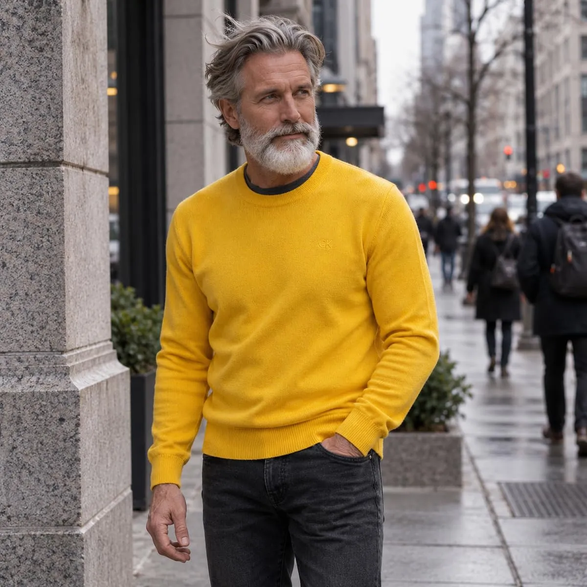 Calvin Klein Uomo Maglione Golf Girocollo - Giallo Sole - 4XL - immagine 2
