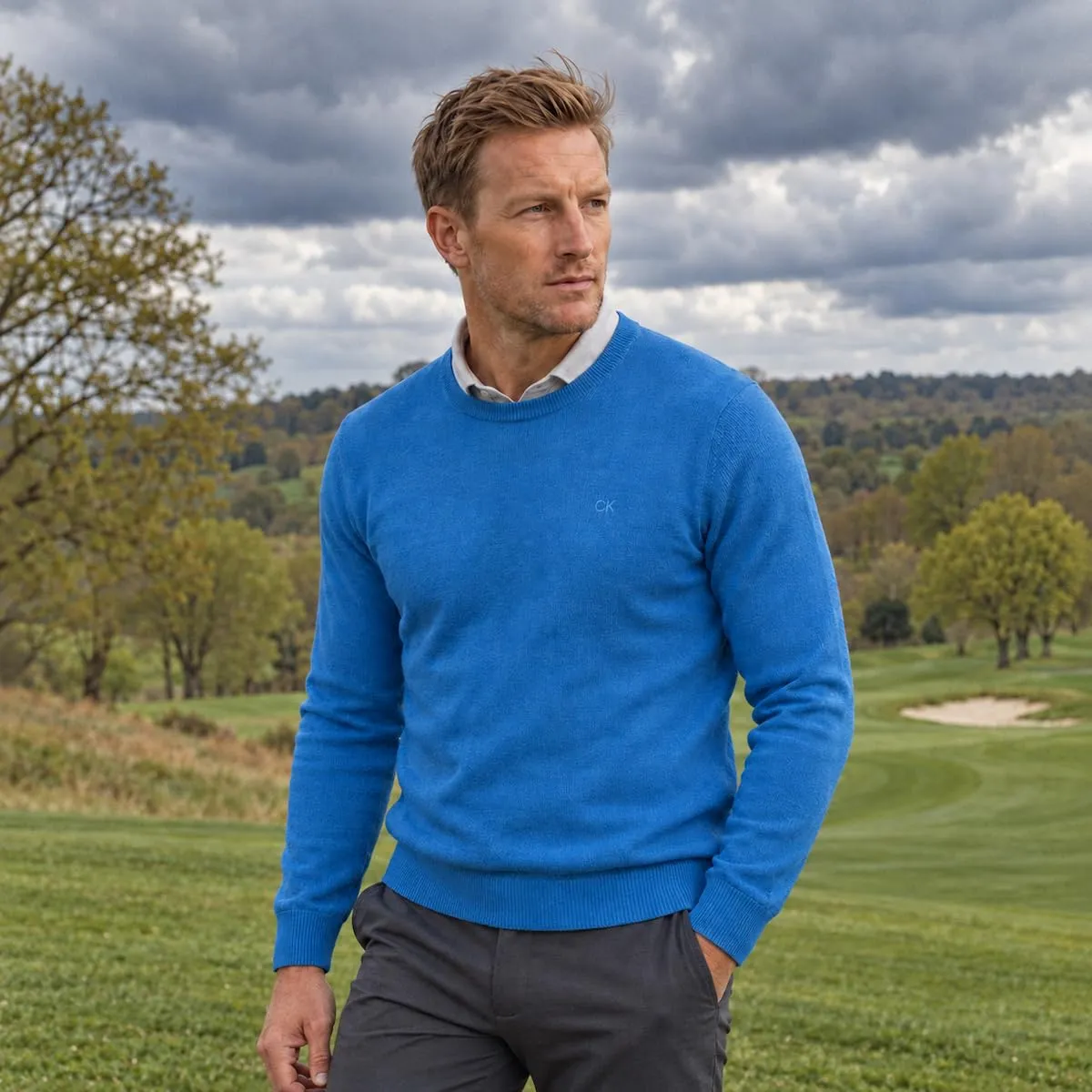 Calvin Klein Uomo Maglione Golf Girocollo - Blu Estate - 4XL - immagine 2