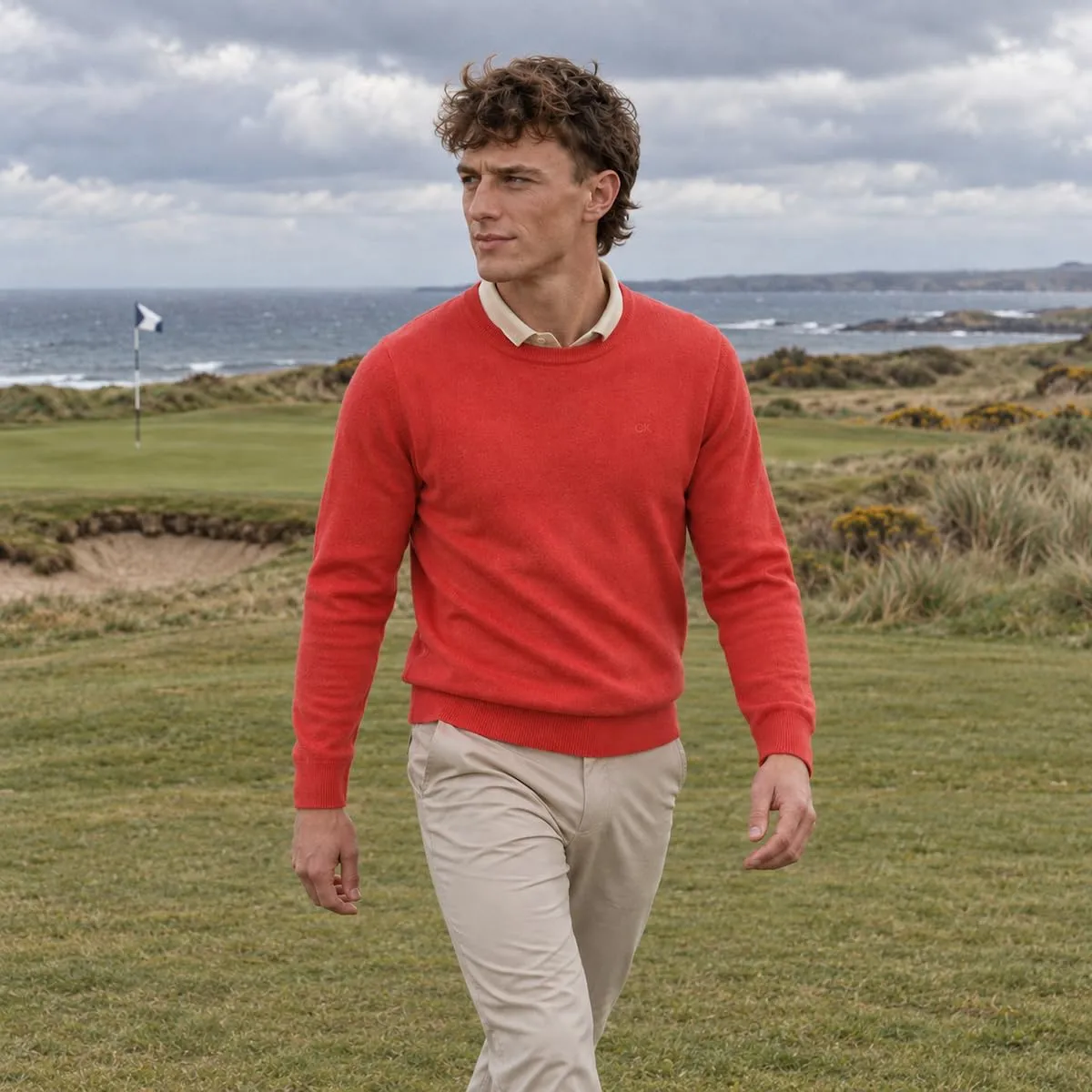 Calvin Klein Uomo Maglione Golf Girocollo - Corallo - S - immagine 2