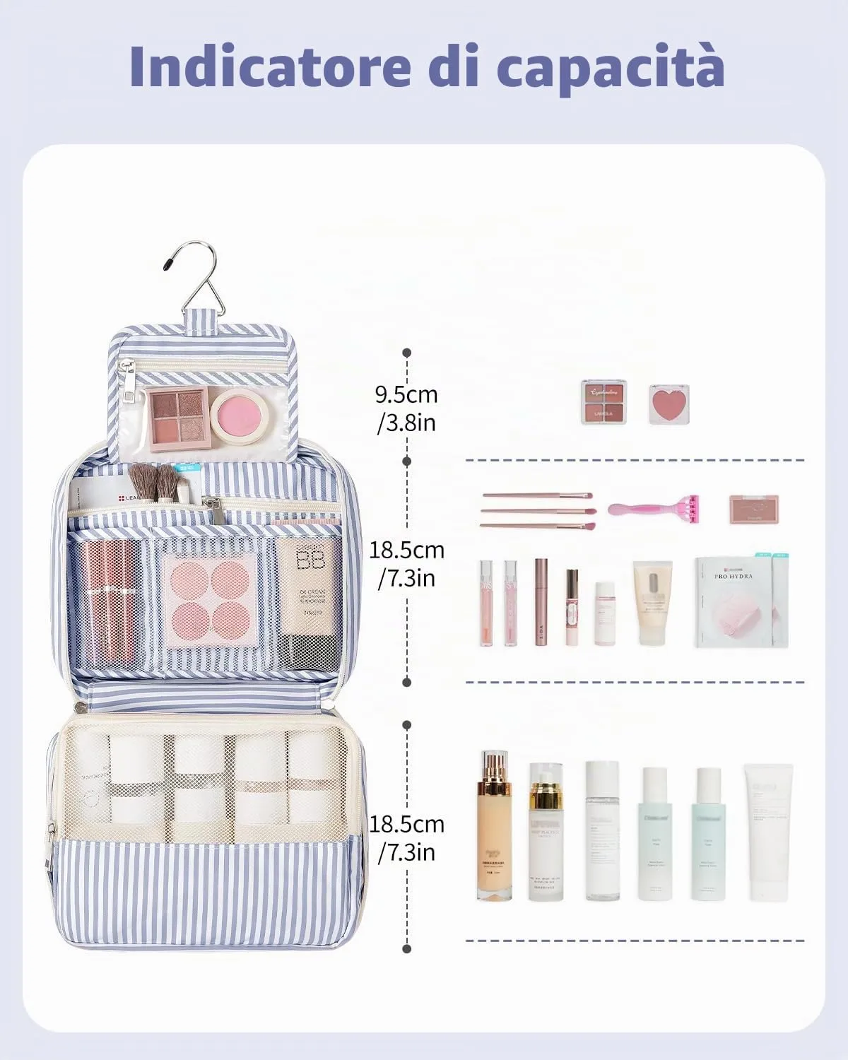 Beauty case da donna grande - Beauty case da appendere, borsa per cosmetici per donne e uomini - Borsa da toilette 1 - immagine 2
