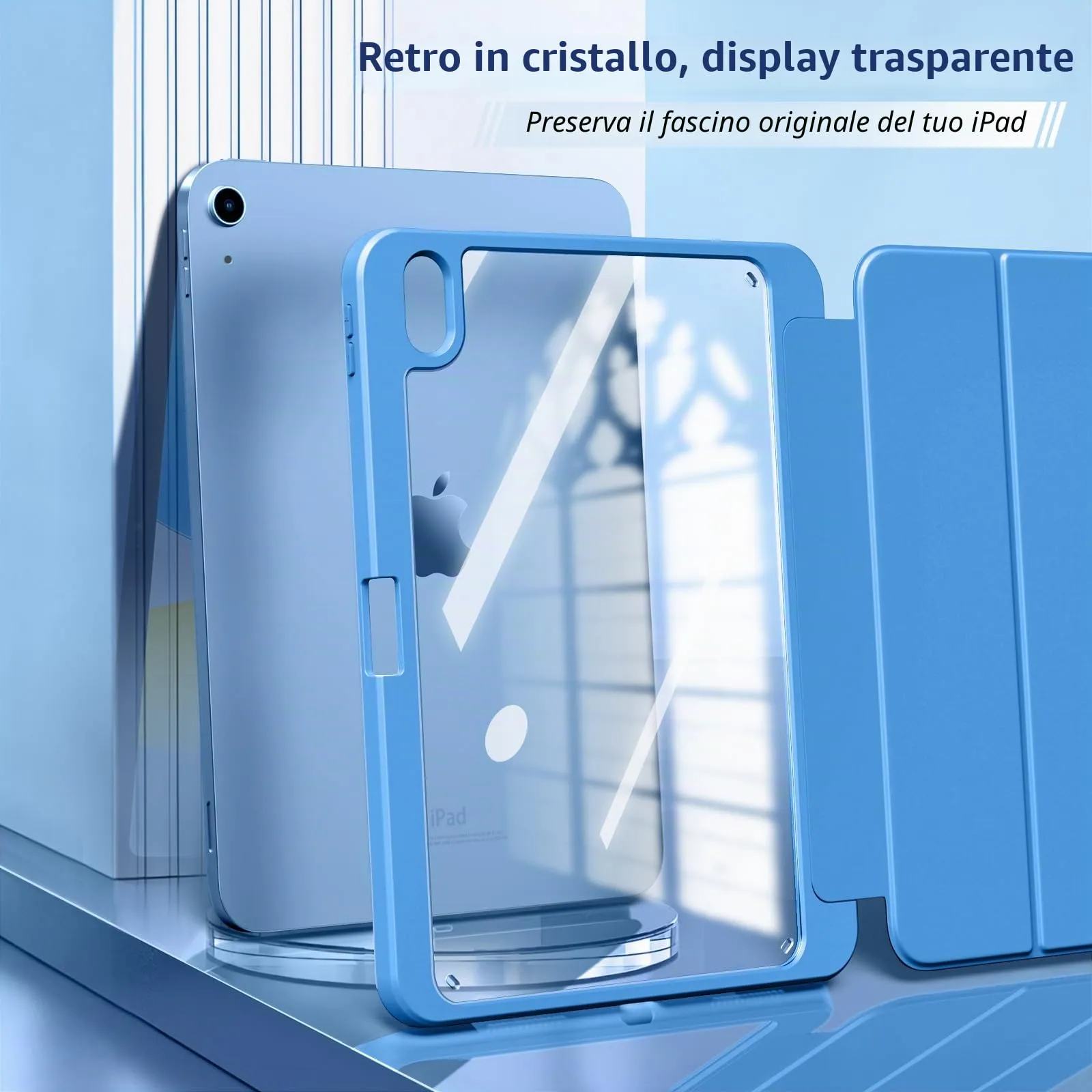 TiMOVO Cover per iPad A16 11. Gen 11"&10. Gen 10,9", Onda Blu - immagine 3