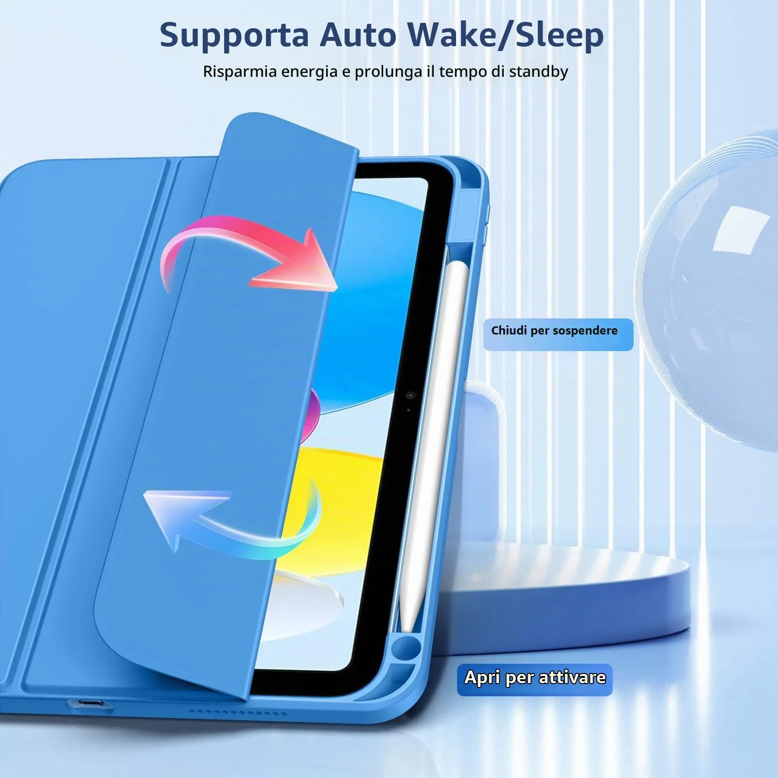 TiMOVO Cover per iPad A16 11. Gen 11"&10. Gen 10,9", Onda Blu - immagine 5